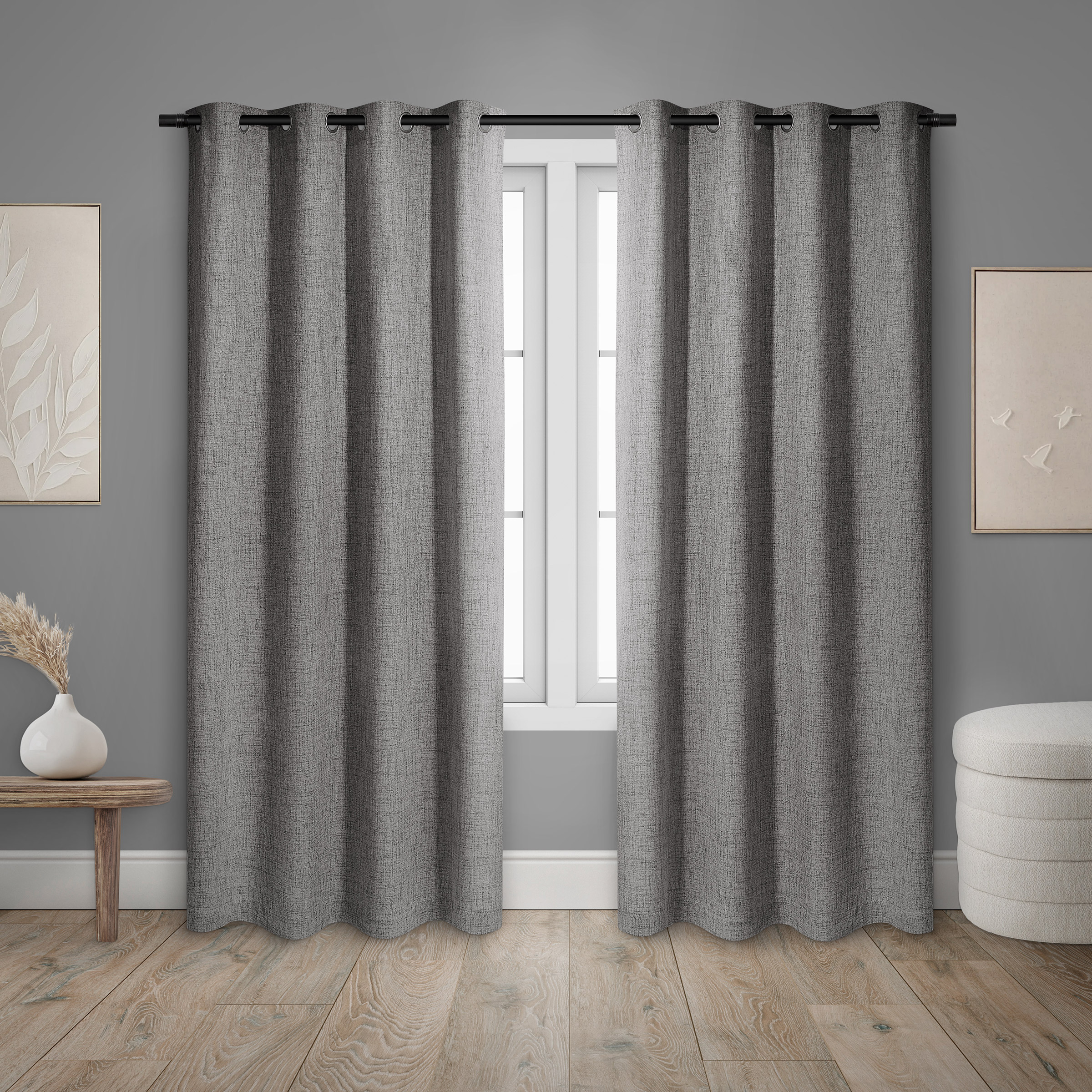 Safdie & Co. Heathered Light Filtering Curtain Panel, 2-panel