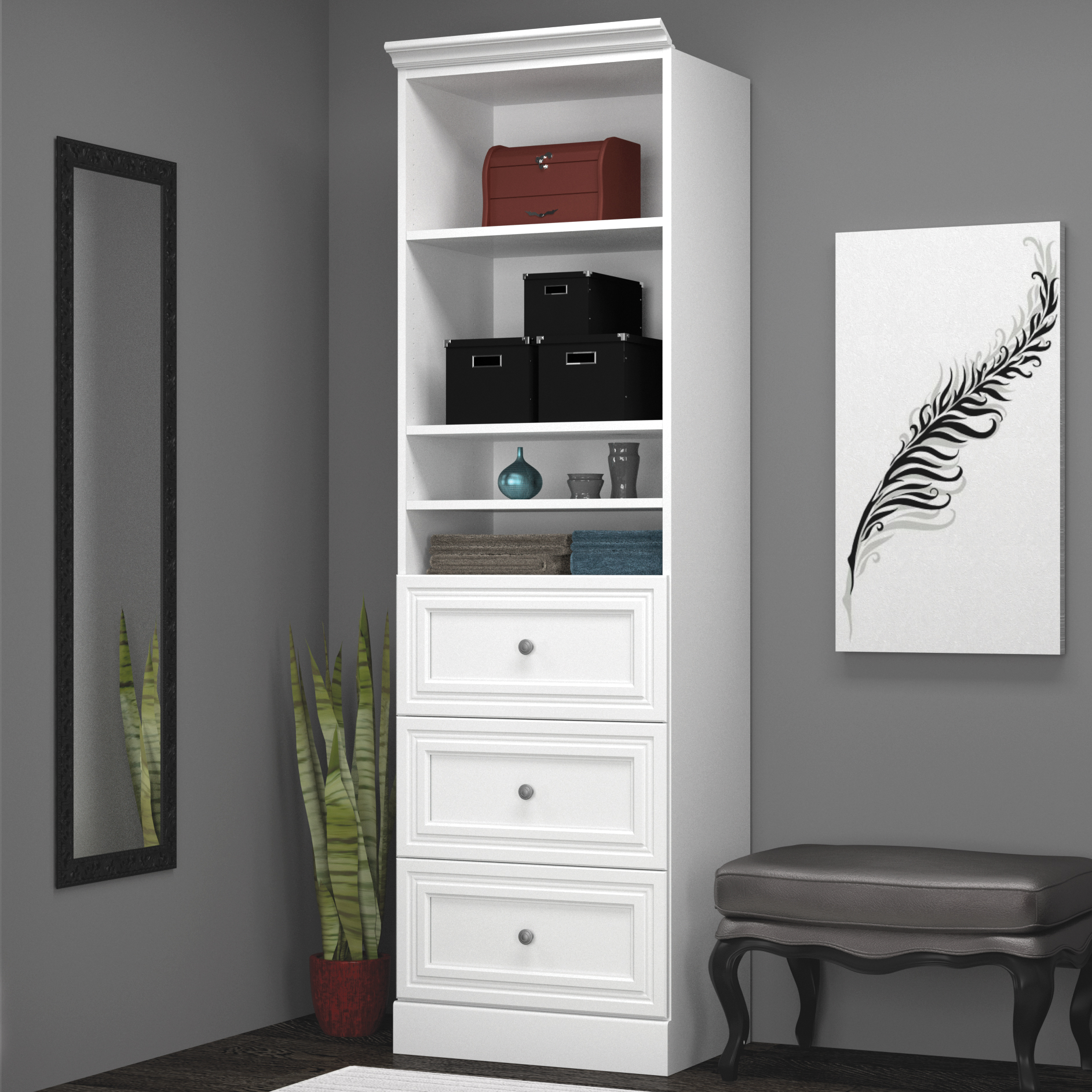 Bestar Organize It White Storage with Drawers