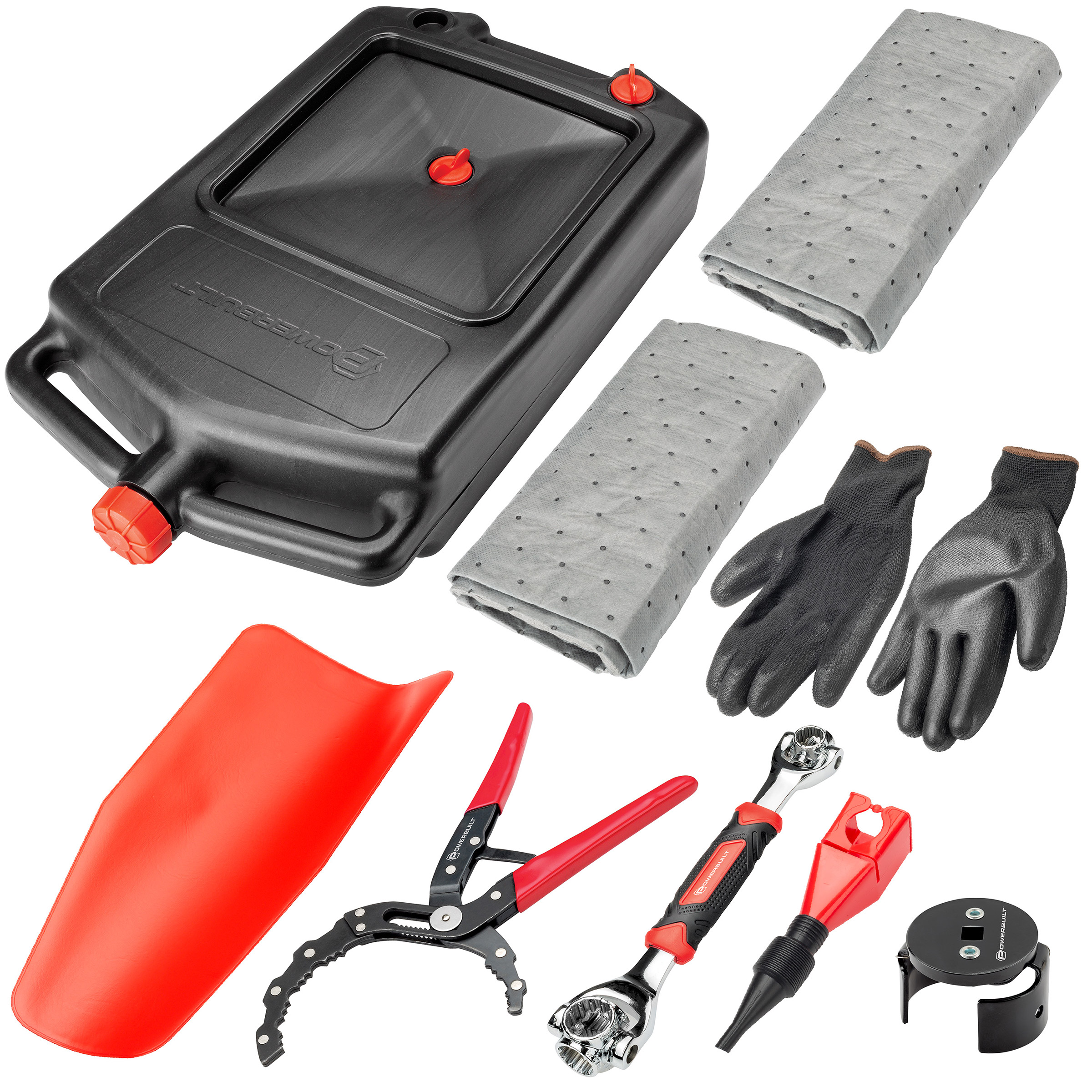 Powerbuilt Oil Change Tool Kit with 8 L Drain Pan | Costco