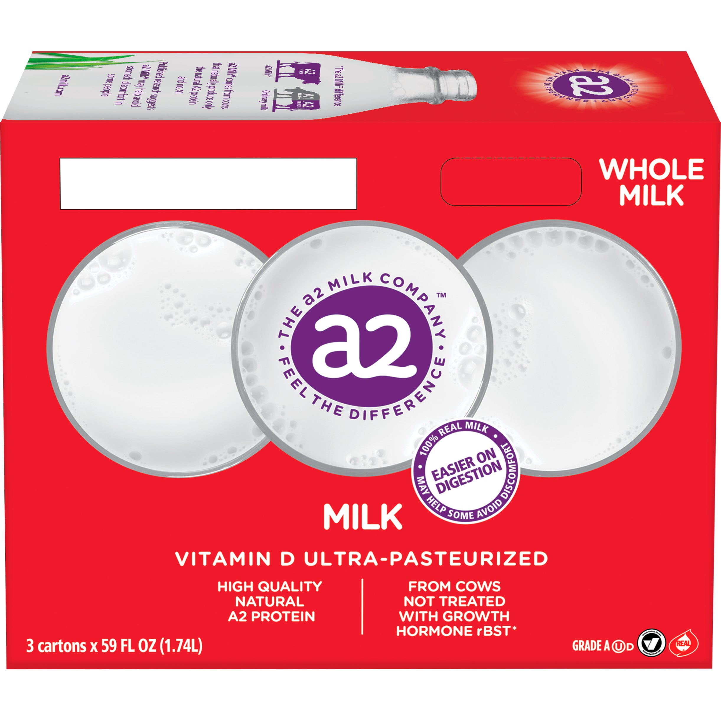 A2 Whole Milk, 59 oz, 3 ct | Costco