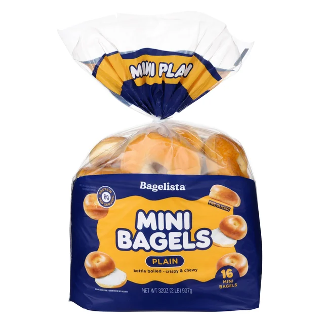 BAGELISTA MINI BAGELS NEW YORK STYLE PLAIN 32 OUNCE PACKAGE