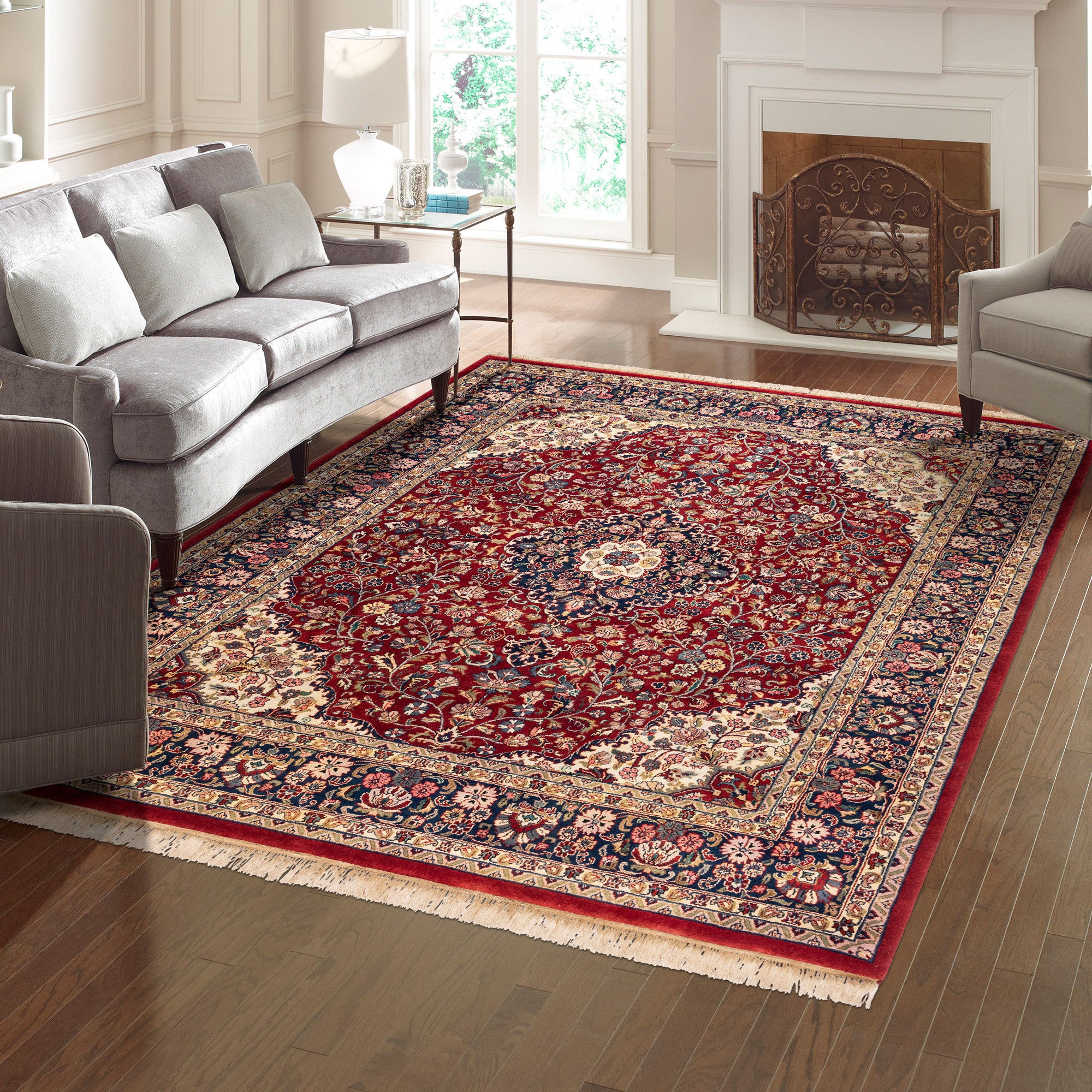 Chatsworth Hand Knotted Rug Collection, Penshurst Medallion Red