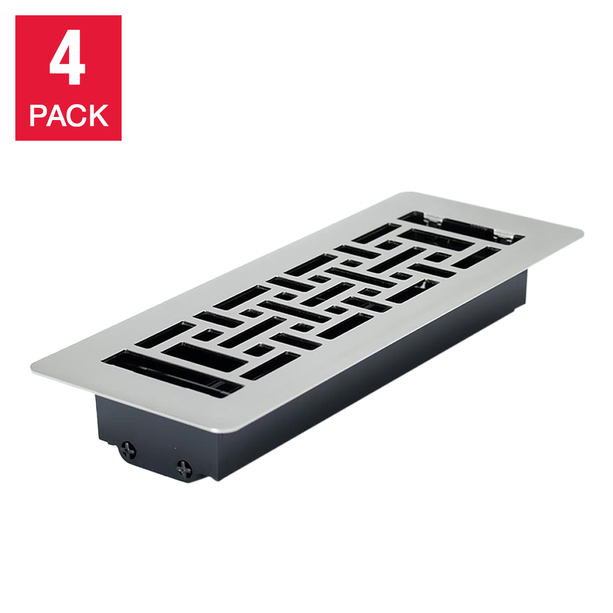 Manor House Brushed Nickel Low Profile Floor Registers, 4-pack