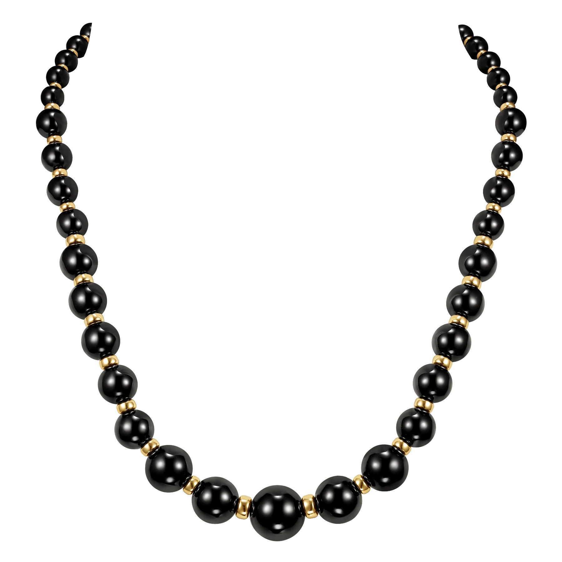 6 - 14 mm Graduated Black Onyx Bead Necklace | Costco