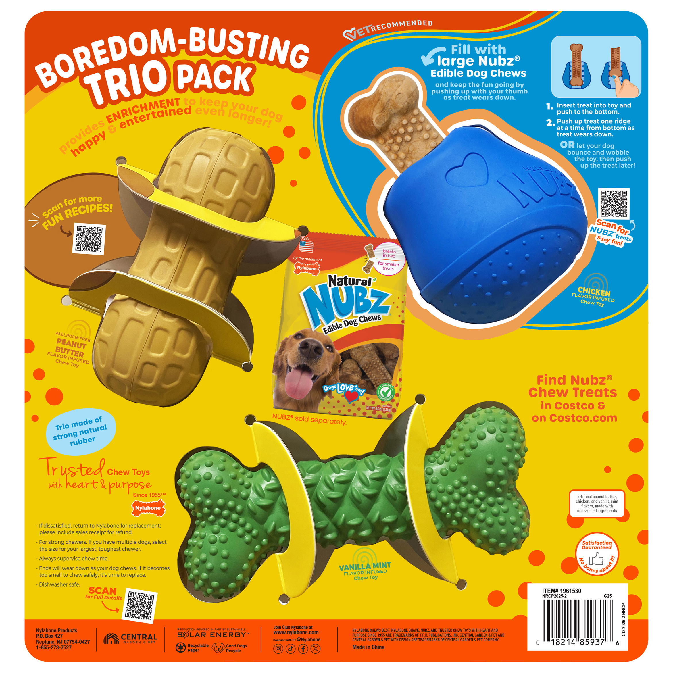 ニコラスヨントンセット Nylabone NUBZ Treat 'N Chew Dog Toy, Flavor Infused, 3 ct | Costco