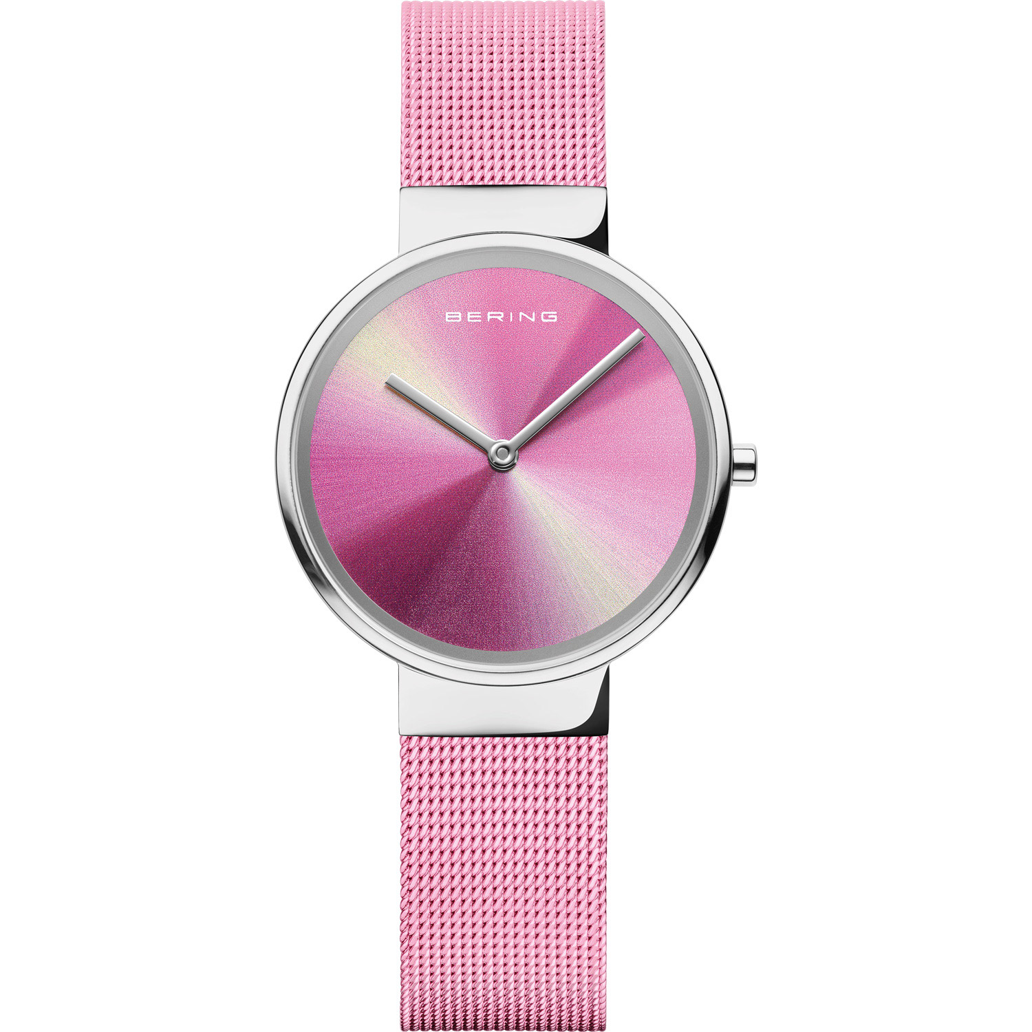 Bering Women's Classic Stainless Steel Pink Dial Milanese Mesh
