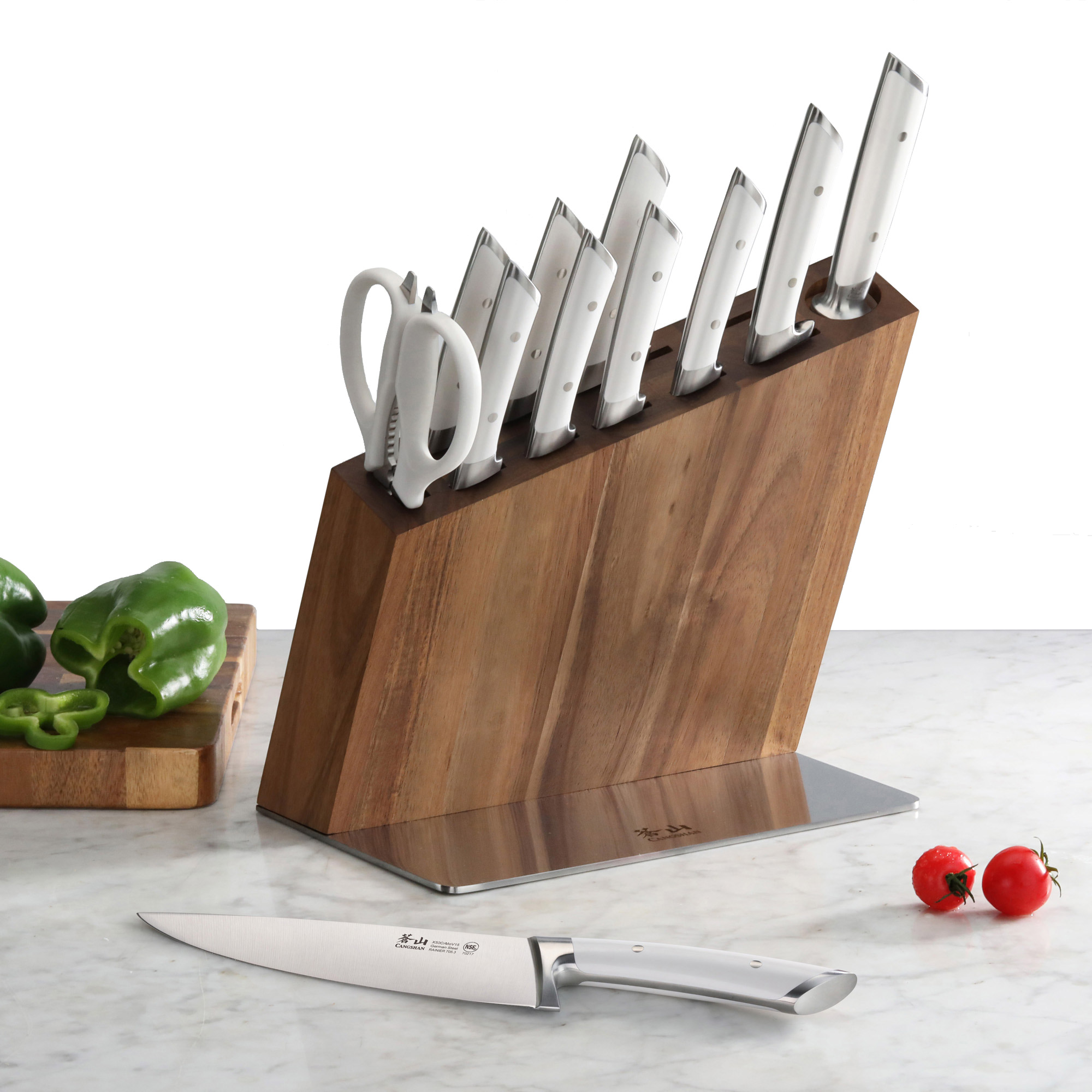 Cangshan Rainier Series German Steel Forged 12-piece Knife Block Set