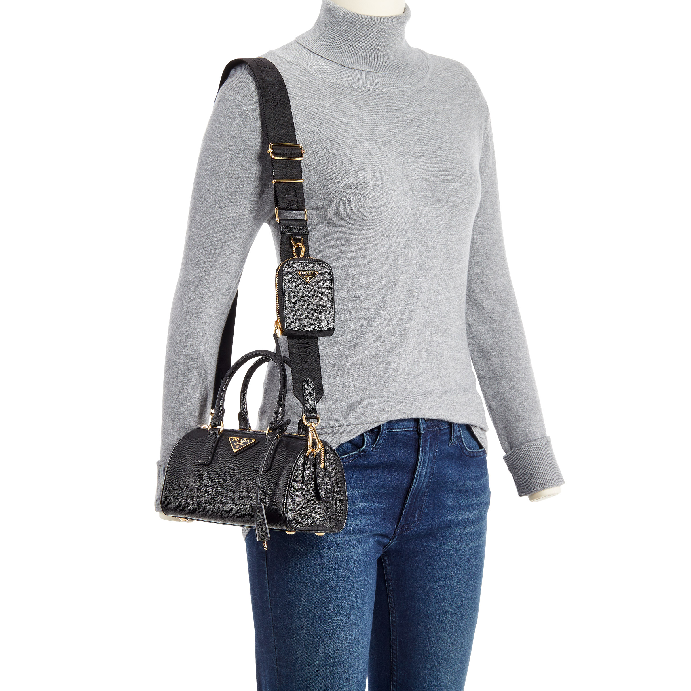 Prada Saffiano Leather Top Handle Bag, Black | Costco