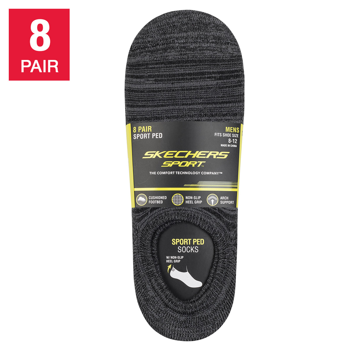 Skechers Men's Sport Ped Sock, 8-pair