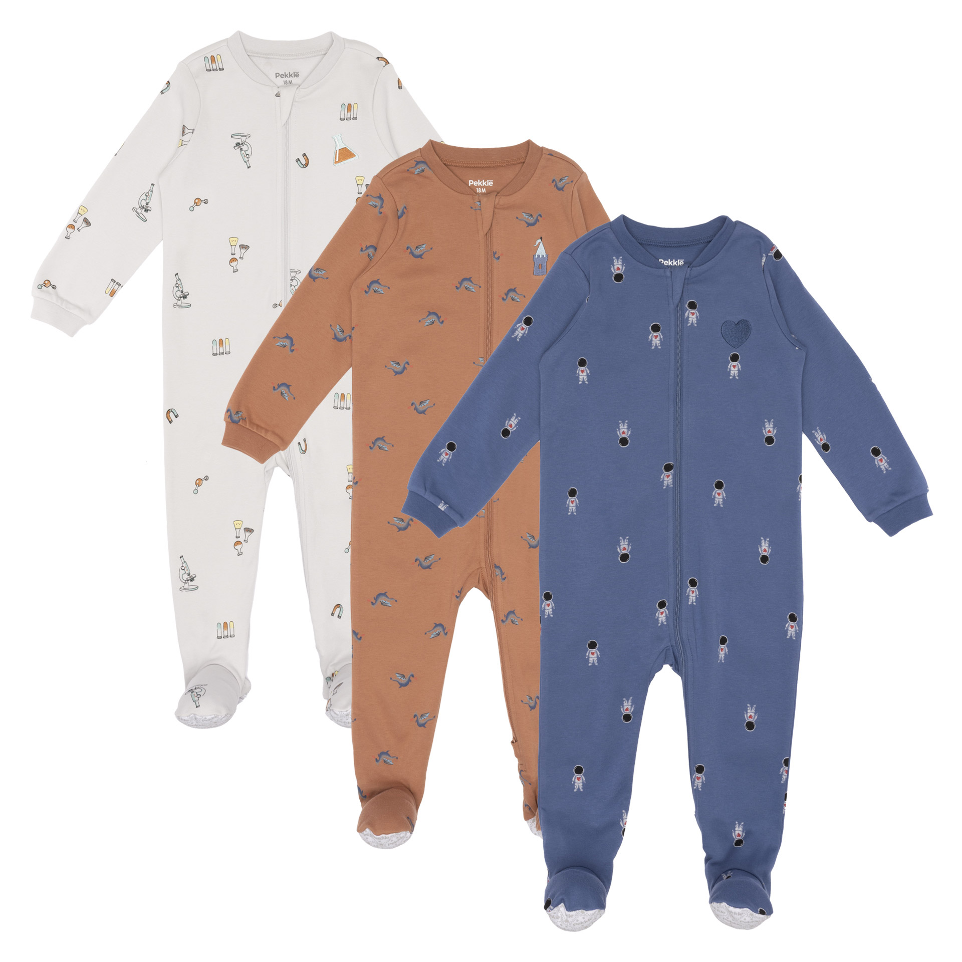 Pekkle Infant Organic Cotton Sleeper, 3-pack