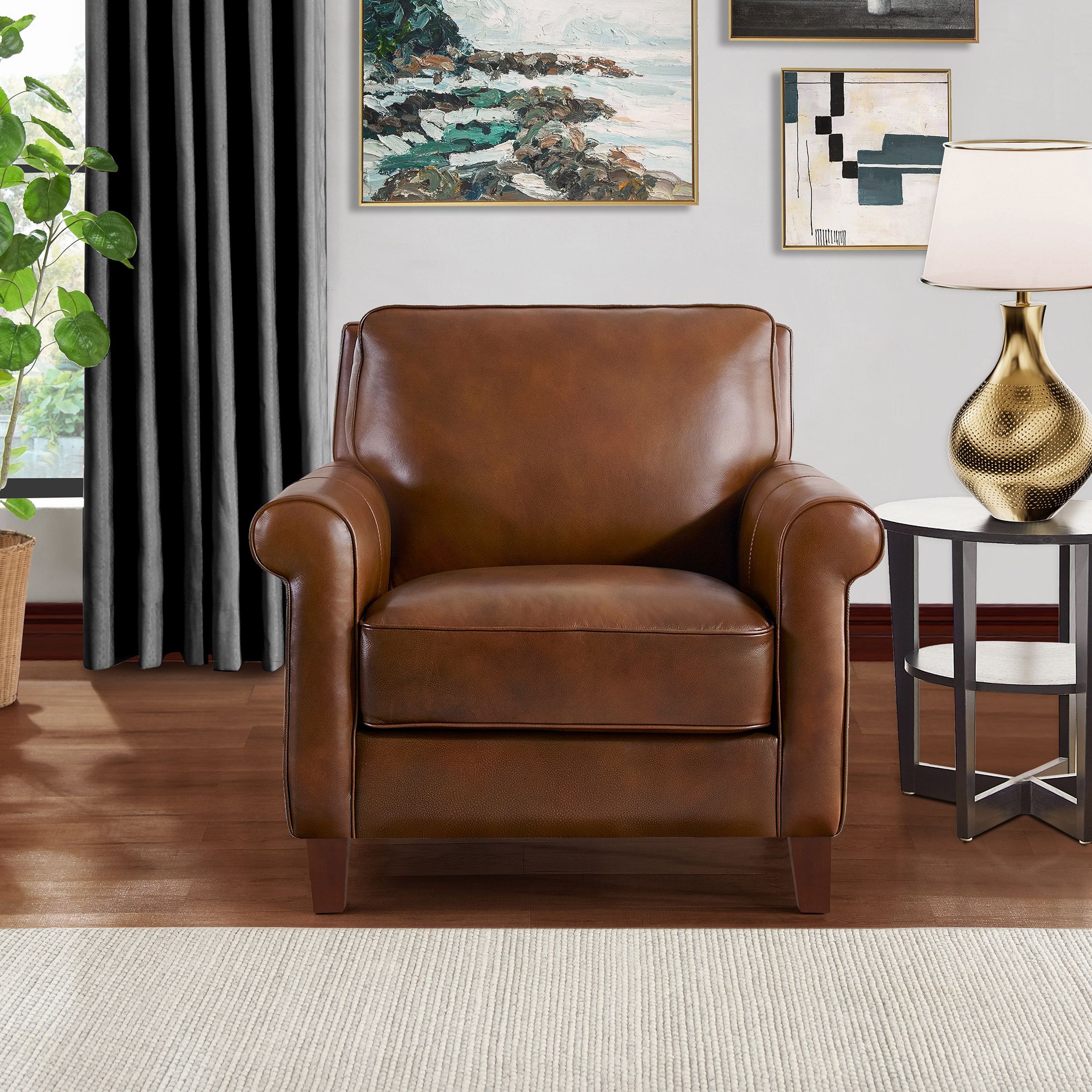 Prospera Home Larsen Top-grain Leather Chair