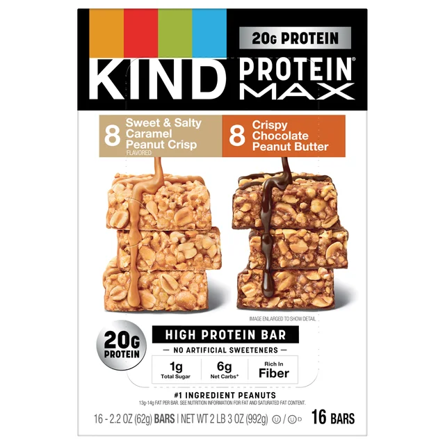 KIND PROTEIN MAX CARAMEL & PB CHOCOLATE 16CT 2.2LBS