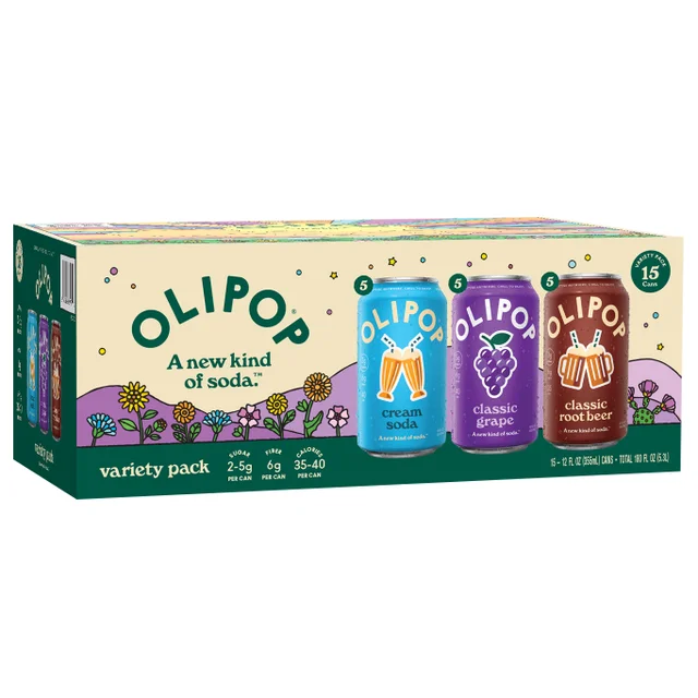 Olipop Soda, Variety Pack, 12 fl oz, 15-count