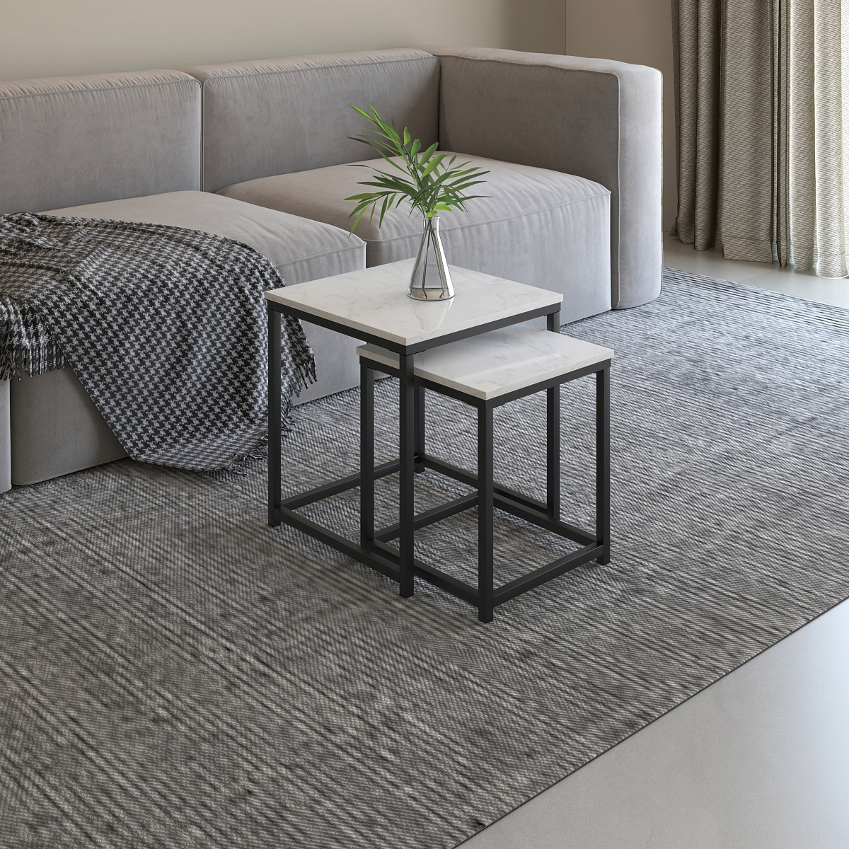 Appollo Roland Nesting Side Tables with Marble Top