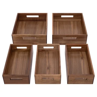 Seville Classics Acacia Storage Bin Set, 5-piece