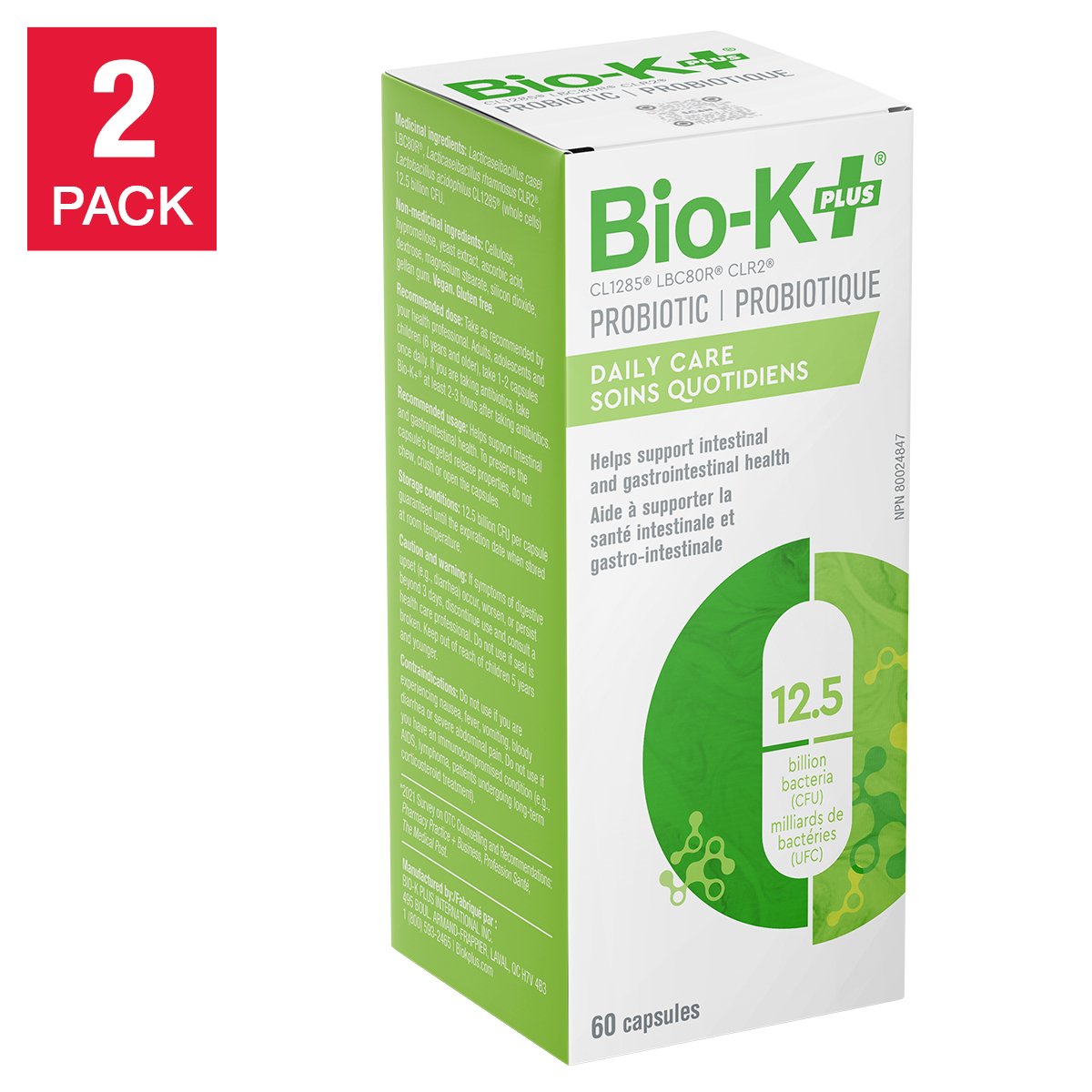 Bio-K+ Probiotic Daily Care 12.5 Billion bacteria - 2 x 60  capsules