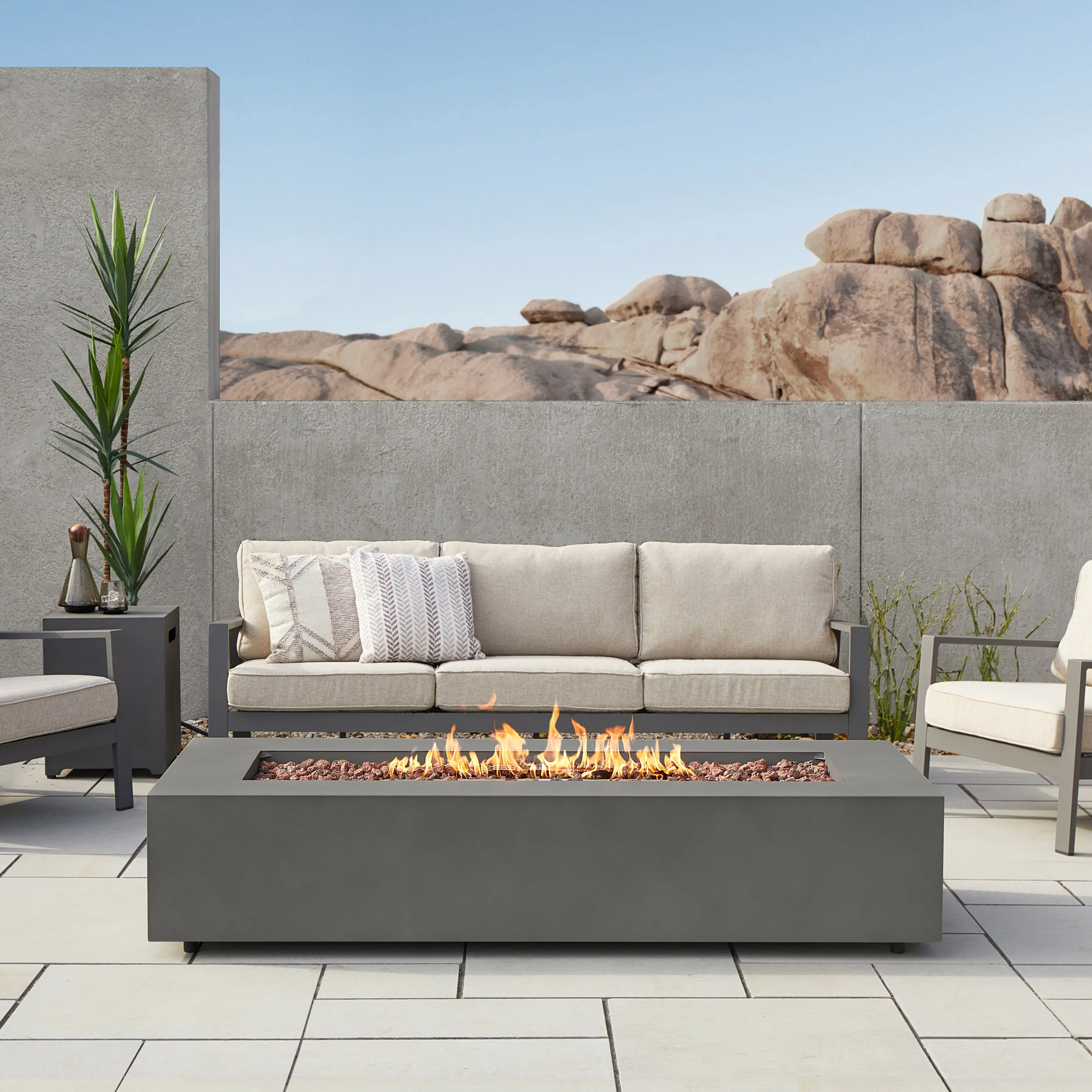 Real Flame Monaco 70" Rectangle Steel Propane or Natural Gas Fire Pit Table