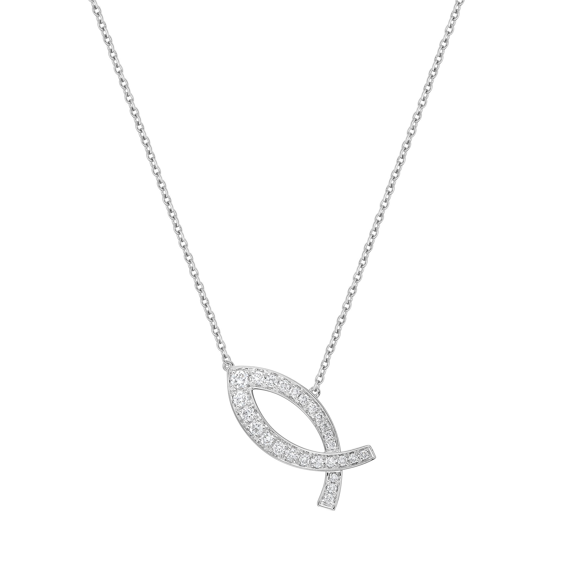 Round Brilliant Diamond Ichthys Necklace (0.13 ctw)