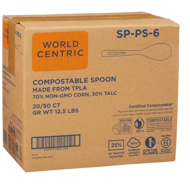 World Centric Compostable Spoon, White, 1000-count