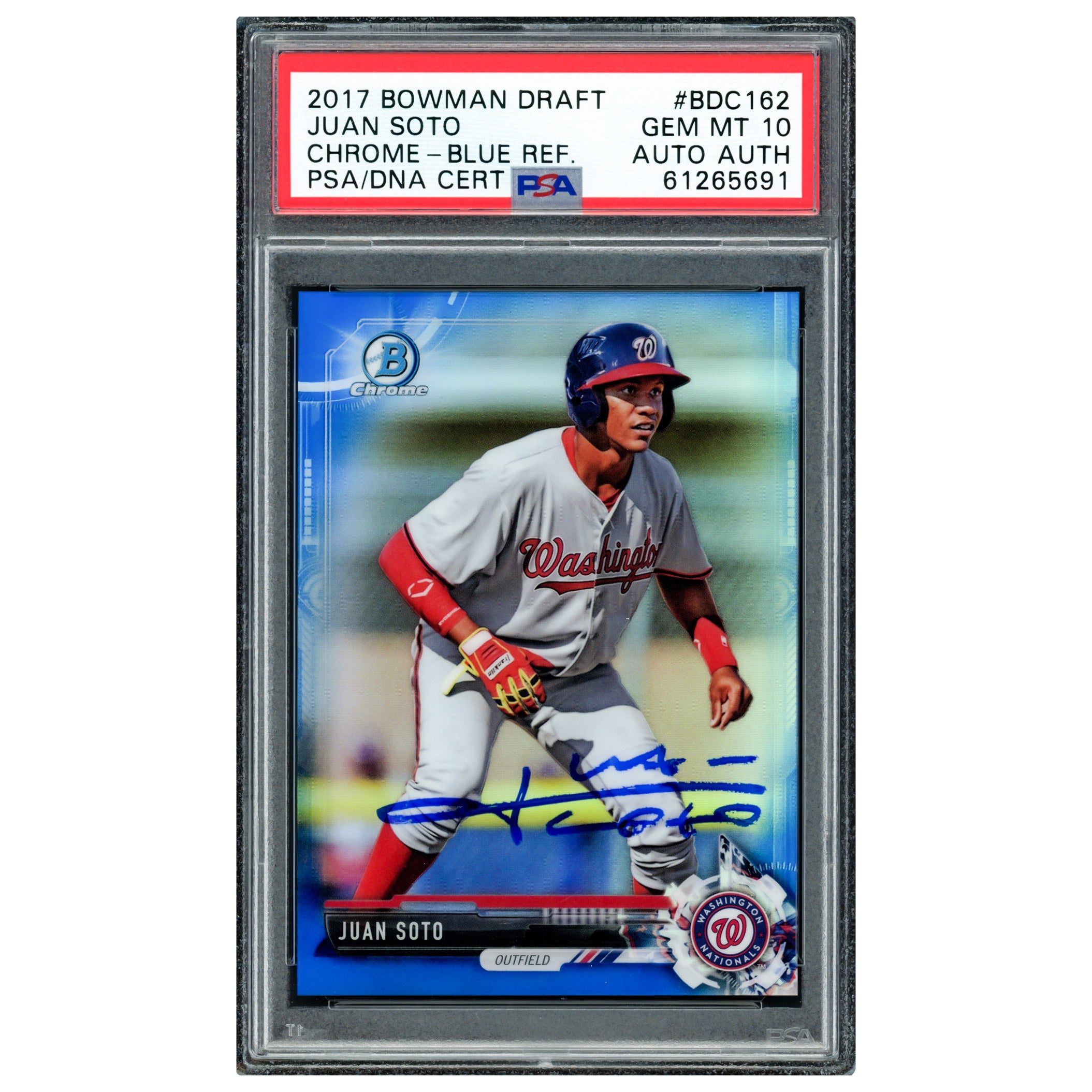 Juan Soto Autographed 2017 Bowman Draft Chrome Blue Refractor