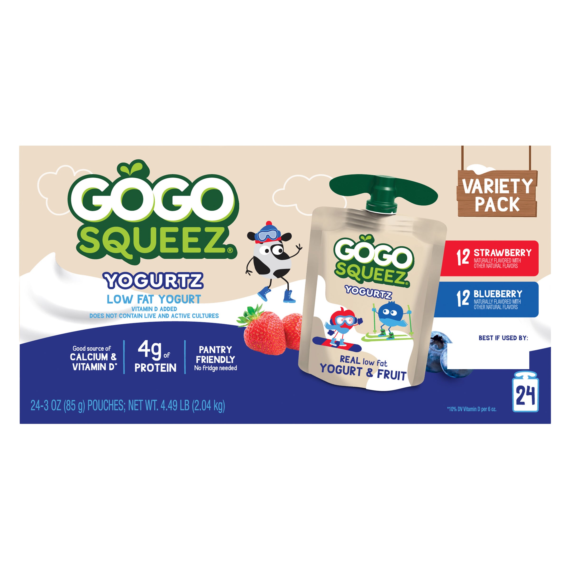 GoGo SqueeZ YogurtZ Low Fat Yogurt On The Go, Variety Pack, 3 oz