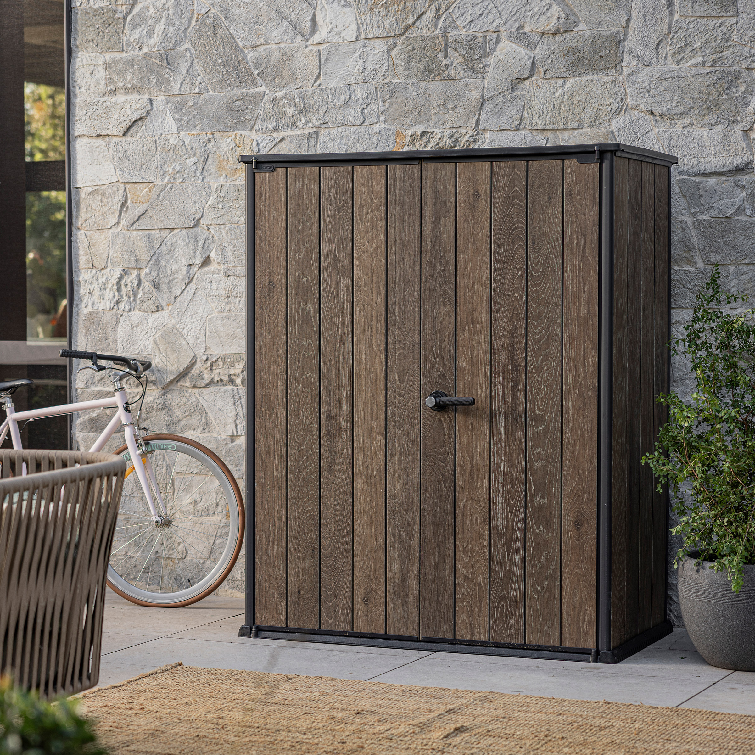 Keter Walnut Vertical Storage Shed - 55