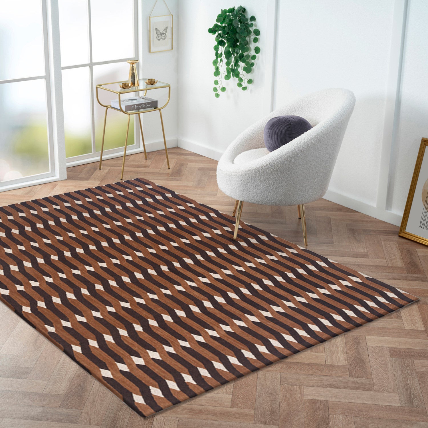 Obeetee Retro Hand Tufted Wool Area Rug, Allure Rust 5x8