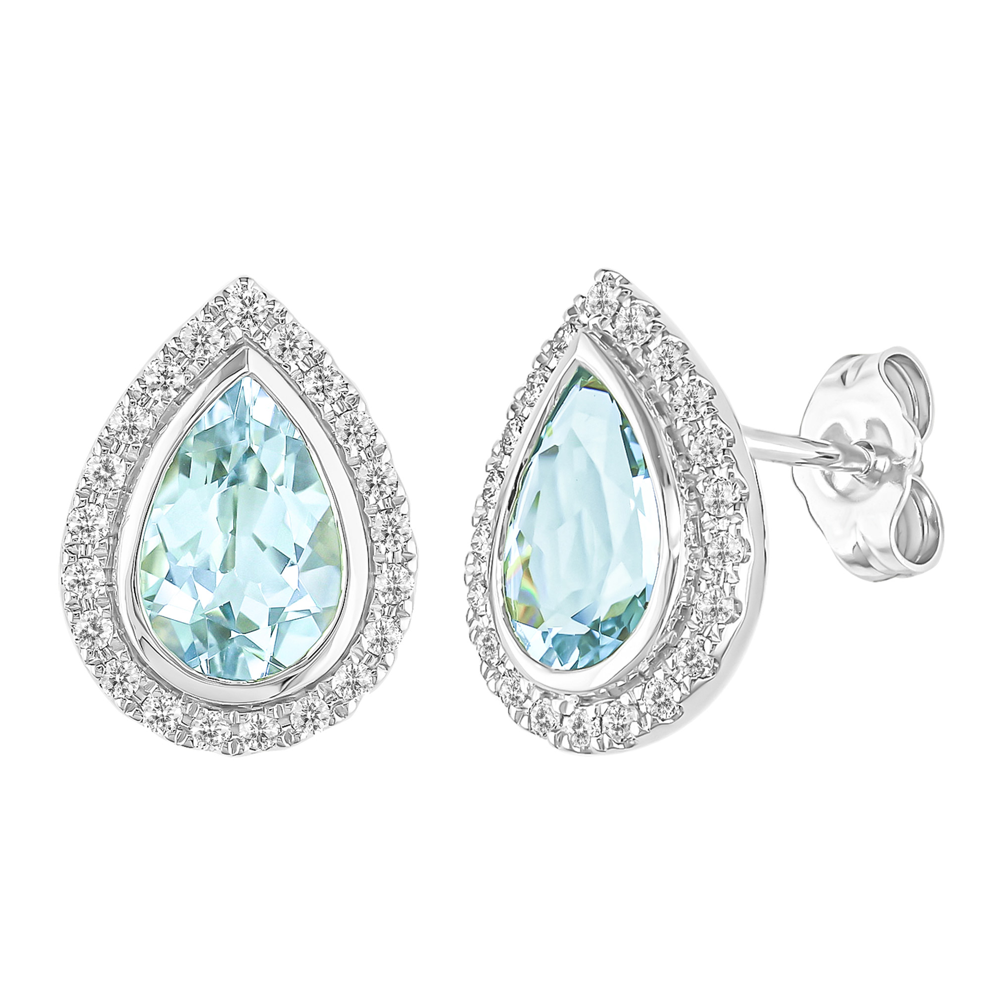Pear Cut Aquamarine and Diamond Earrings (0.25 ctw)