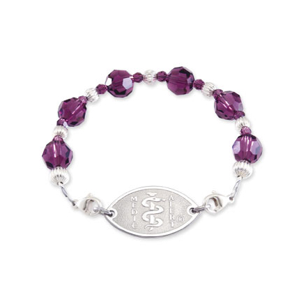 MedicAlert® Amethyst Everyday Ladies Bracelet