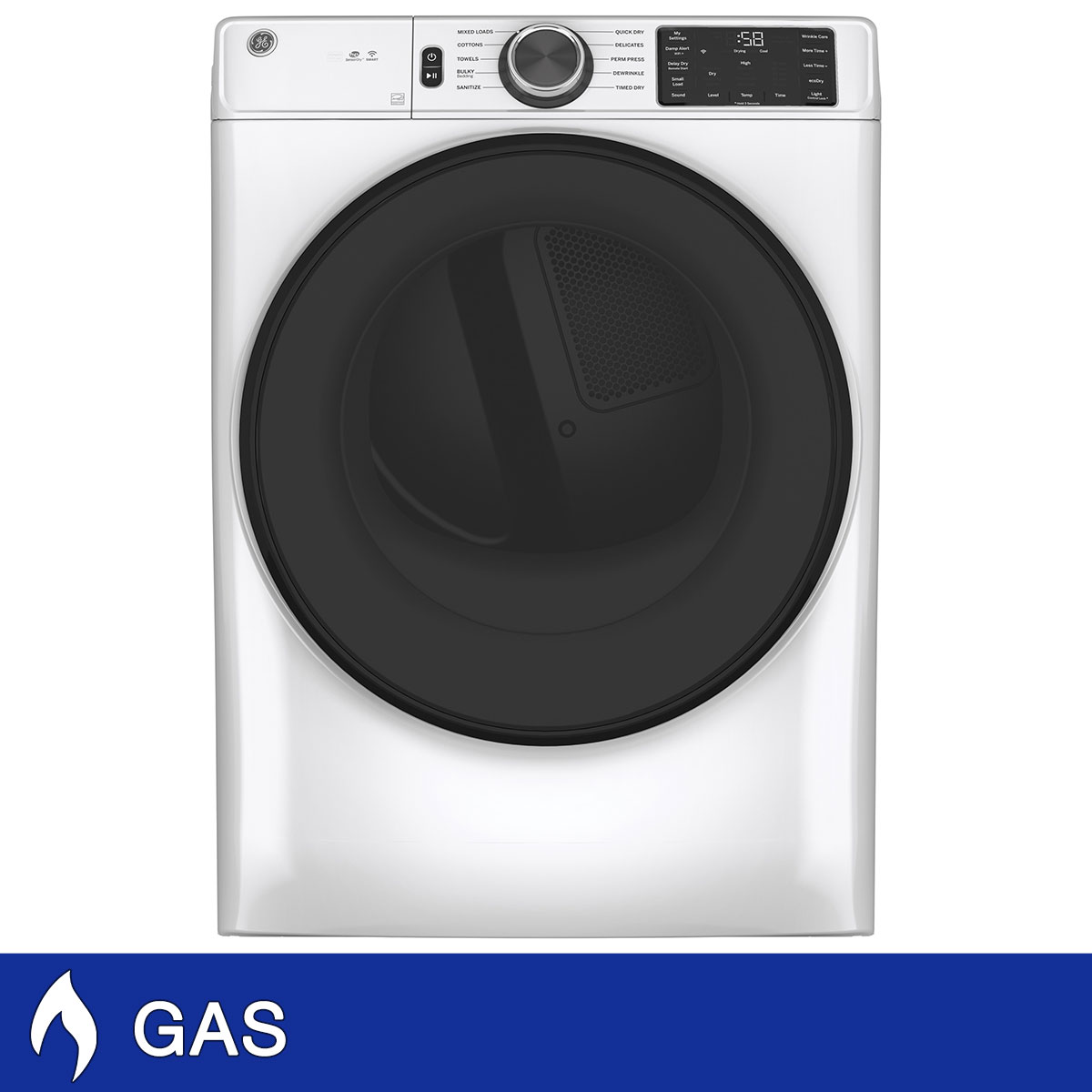 GE 7.8 cu. ft. Smart GAS Dryer with HE Sensor Dry, Reversible Door, WiFi