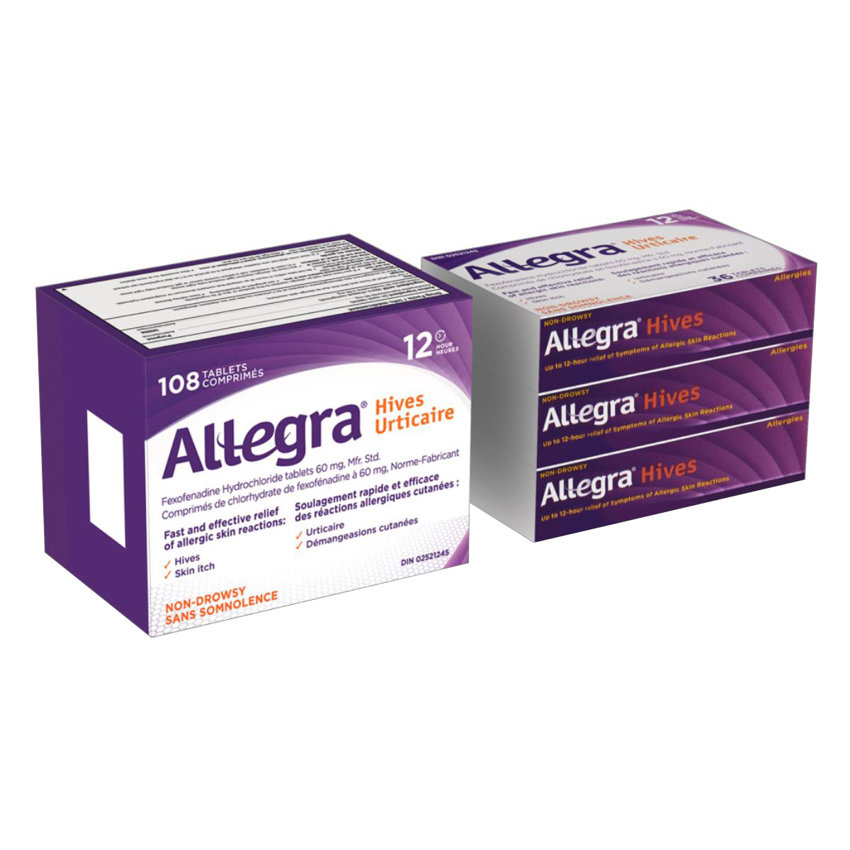 Allegra Hives Relief, 60 mg Fexofenadine Hydrochloride, 108 tablets