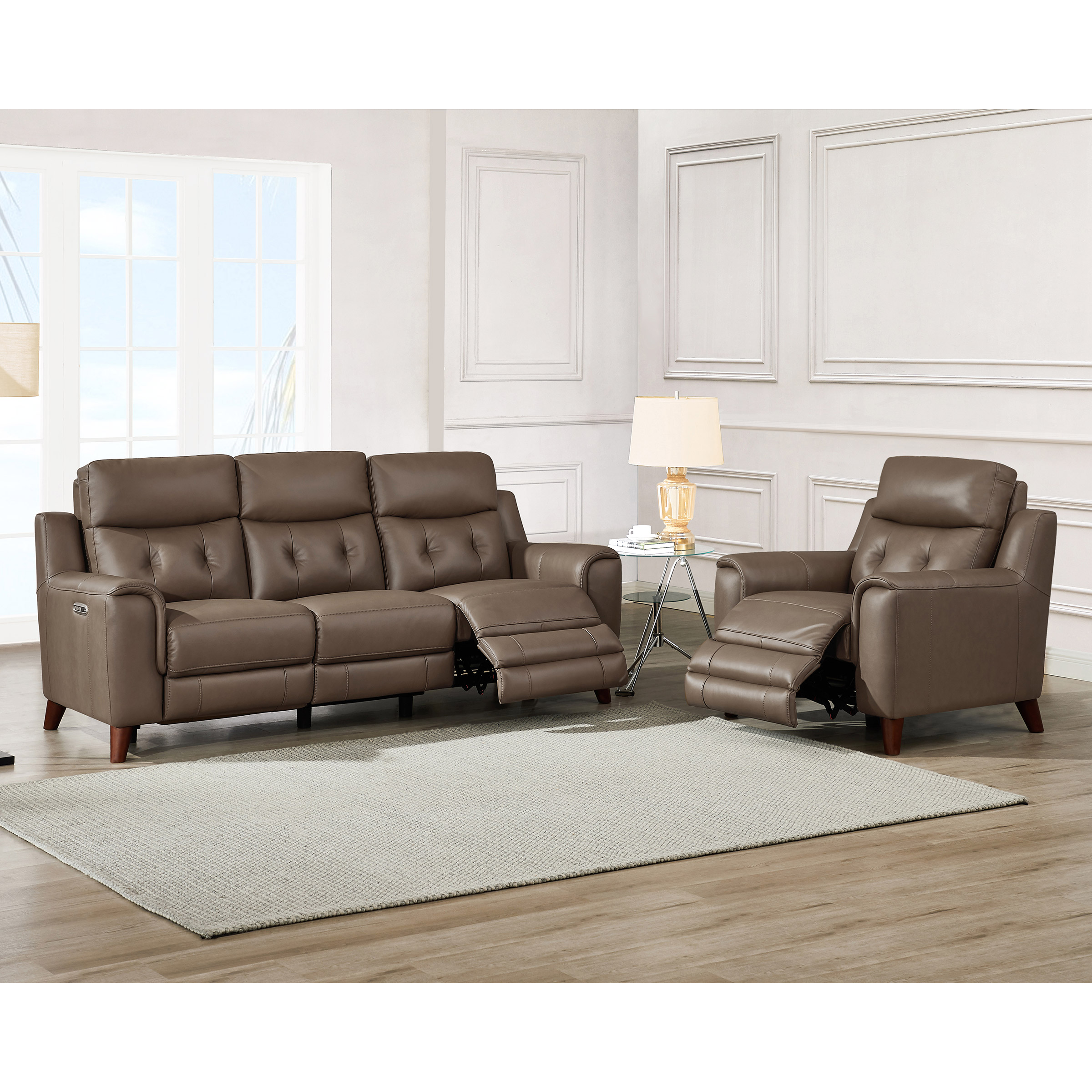 Prospera Home Malibu Top-grain Leather Power Reclining Sofa and Chair