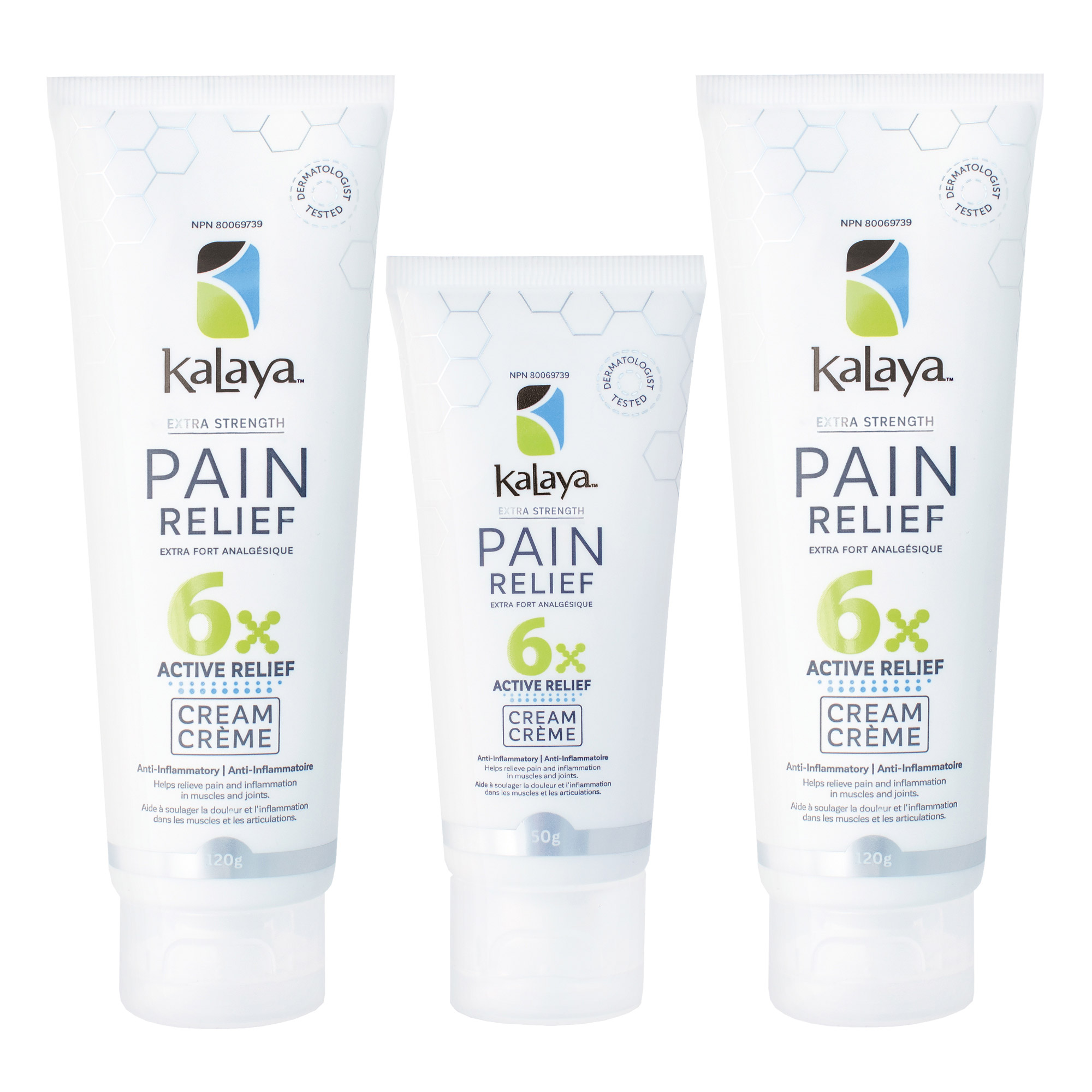 KaLaya 6x Extra Strength Pain Relief Cream, 2 x 120 g + 50 g