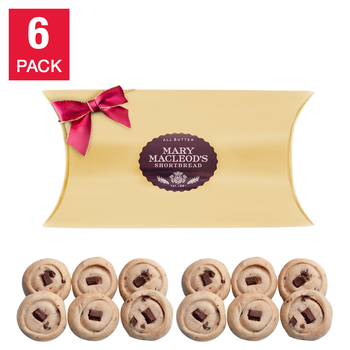 Mary Macleod's Shortbread, Shortbread Cookies In Golden Pillow Boxes, 6 × 240 g