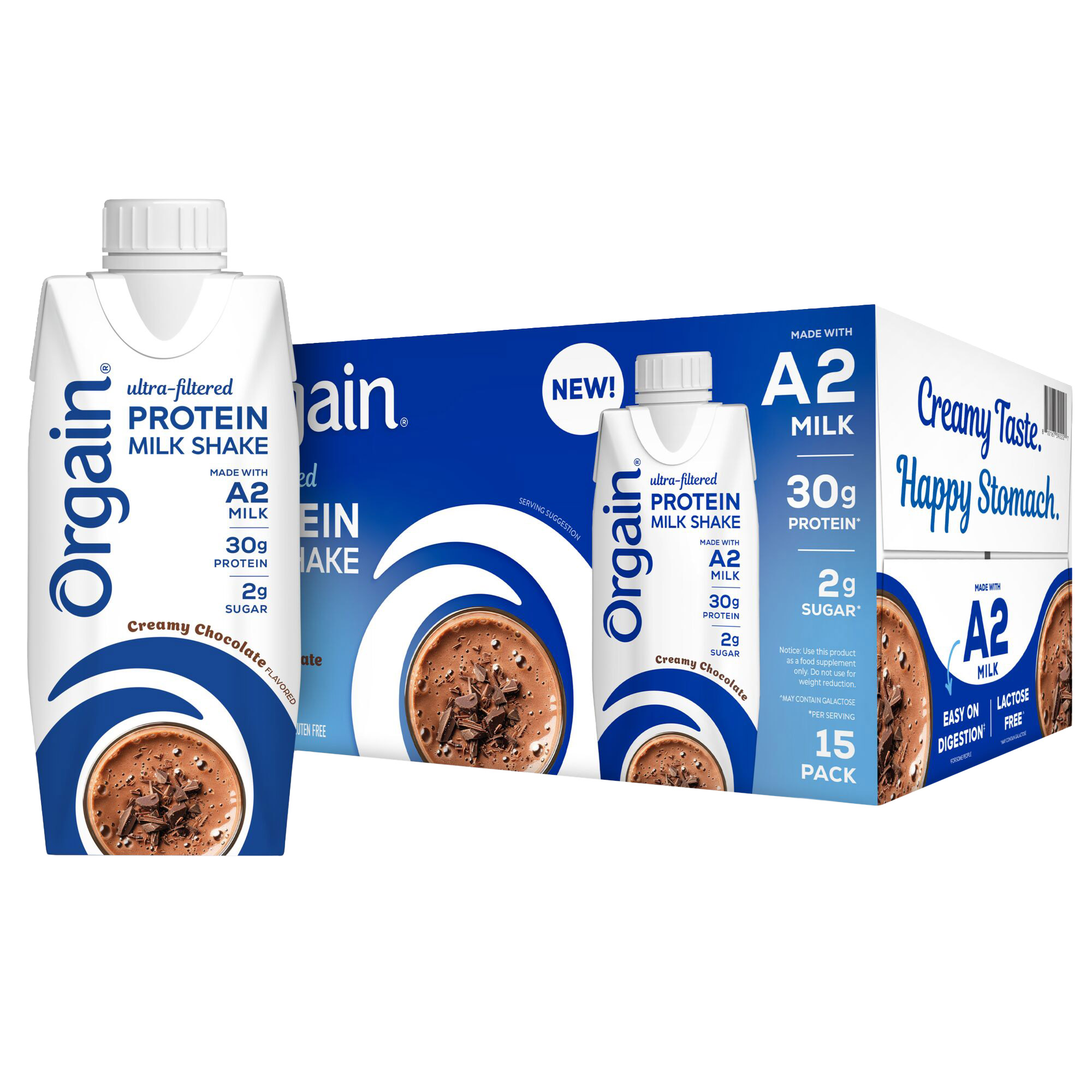 Orgain 30g Ultra Filtered A2 Milk Protein Shake, Chocolate, 11 fl