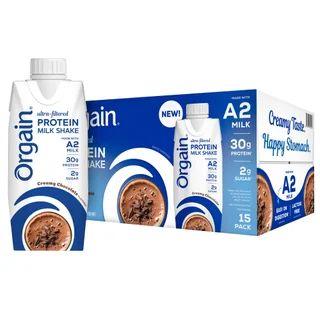 Orgain 30g Ultra Filtered A2 Milk Protein Shake, Chocolate 11 fl oz, 15-count