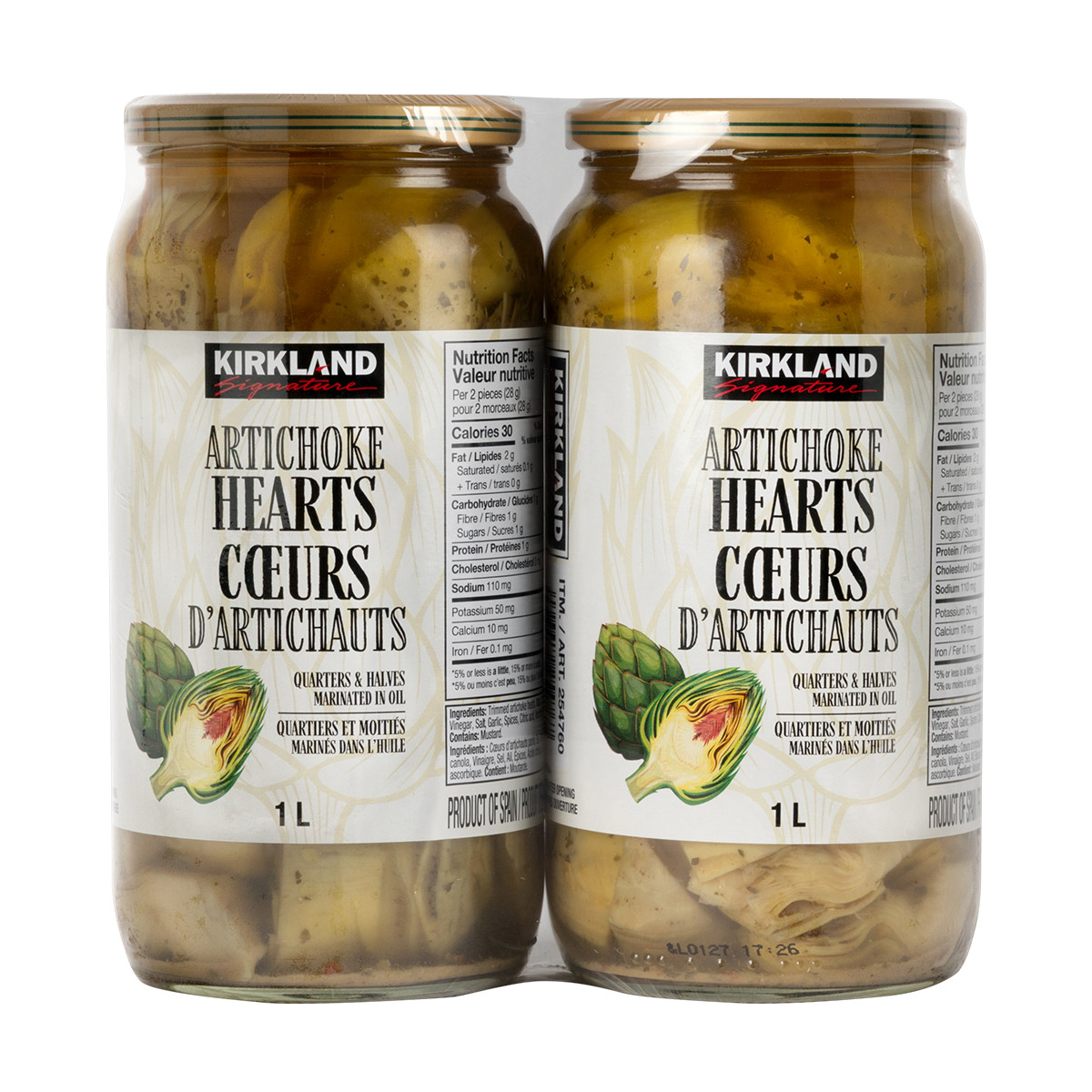 Kirkland Signature Artichoke Hearts in Oil, 2 x 1 L