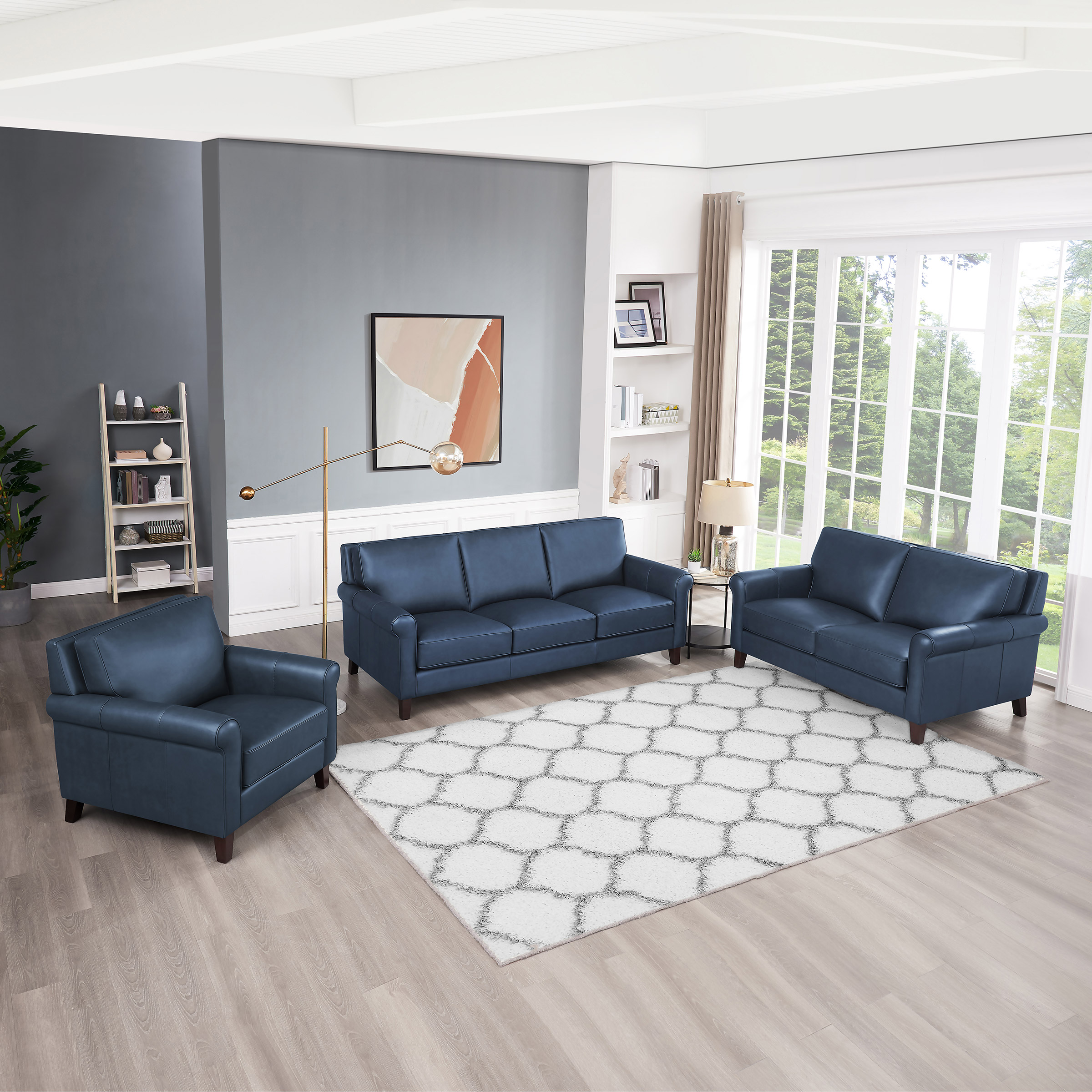 Prospera Home Larsen Top-grain Leather Sofa, Loveseat and Chair
