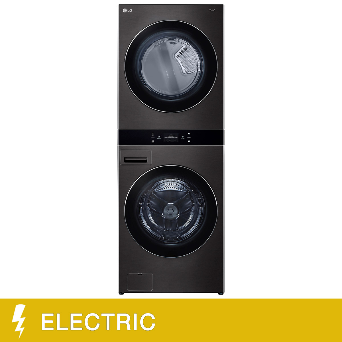 LG WashTower Smart Laundry Center with Center Control 5.0 cu. ft Washer and 7.4 cu. ft. ELECTRIC Dryer with TurboSteam in Black Steel