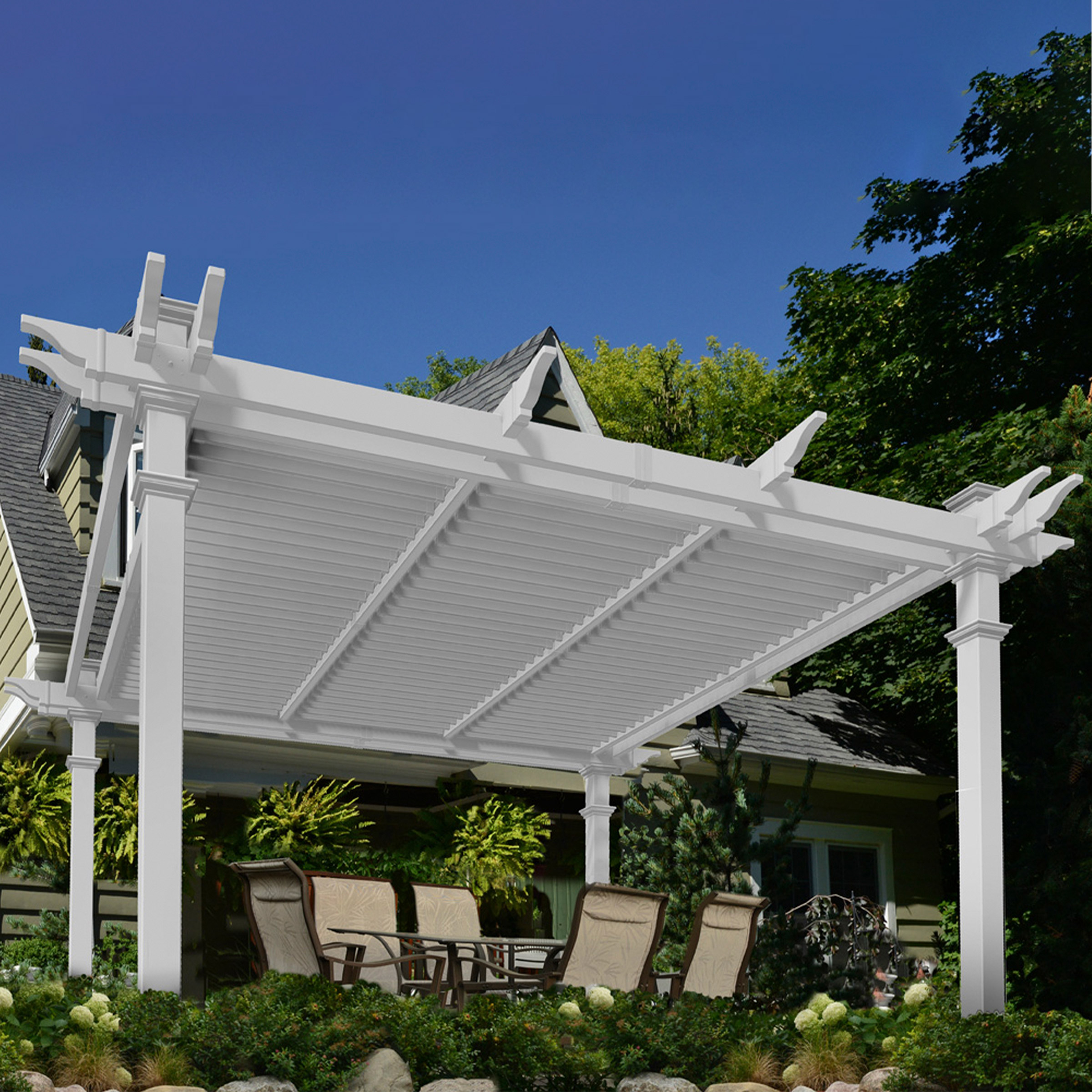 Vita Brandenburg Louvered Vinyl Pergola | Costco
