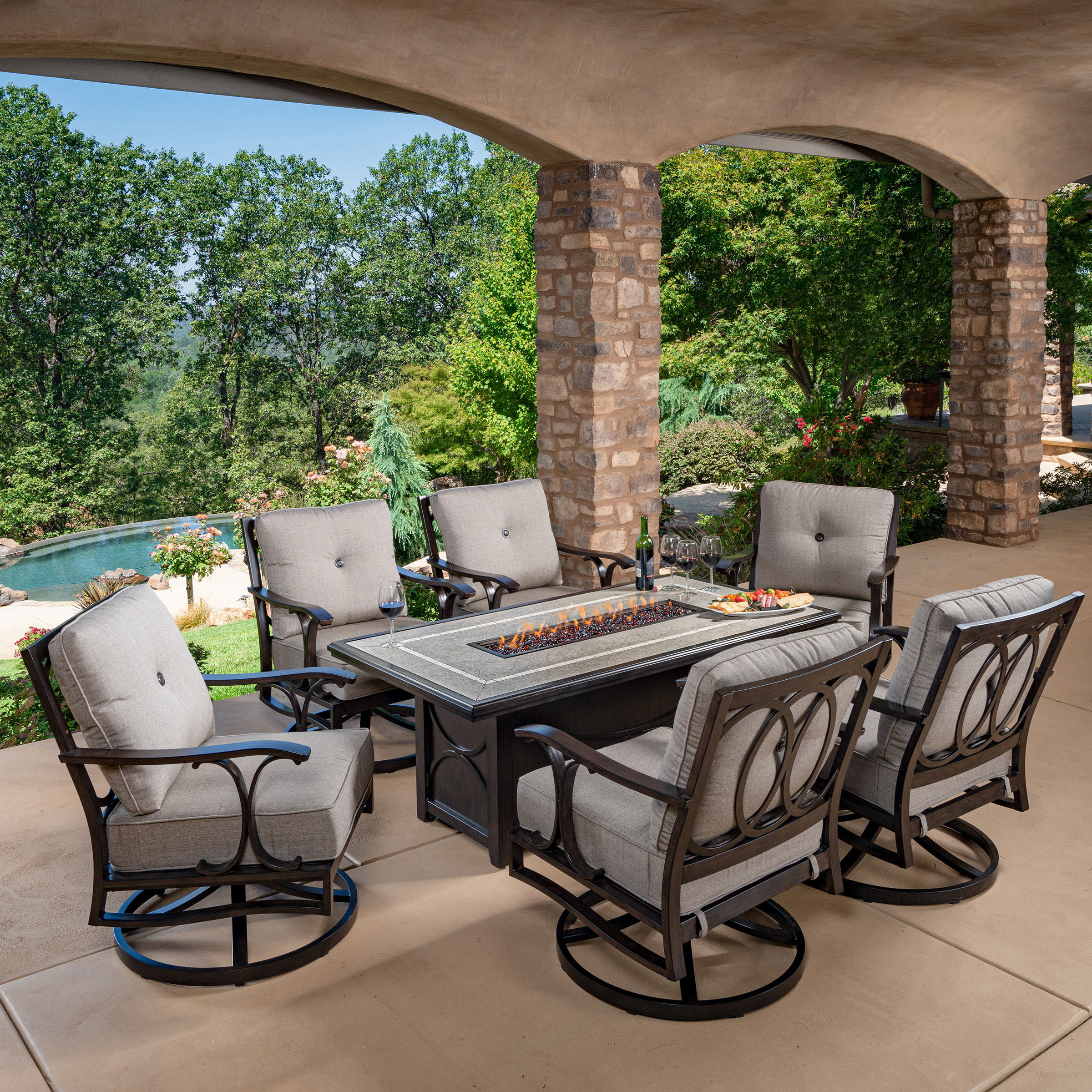 SunVilla Abington 7-piece Fire Outdoor Seating Set
