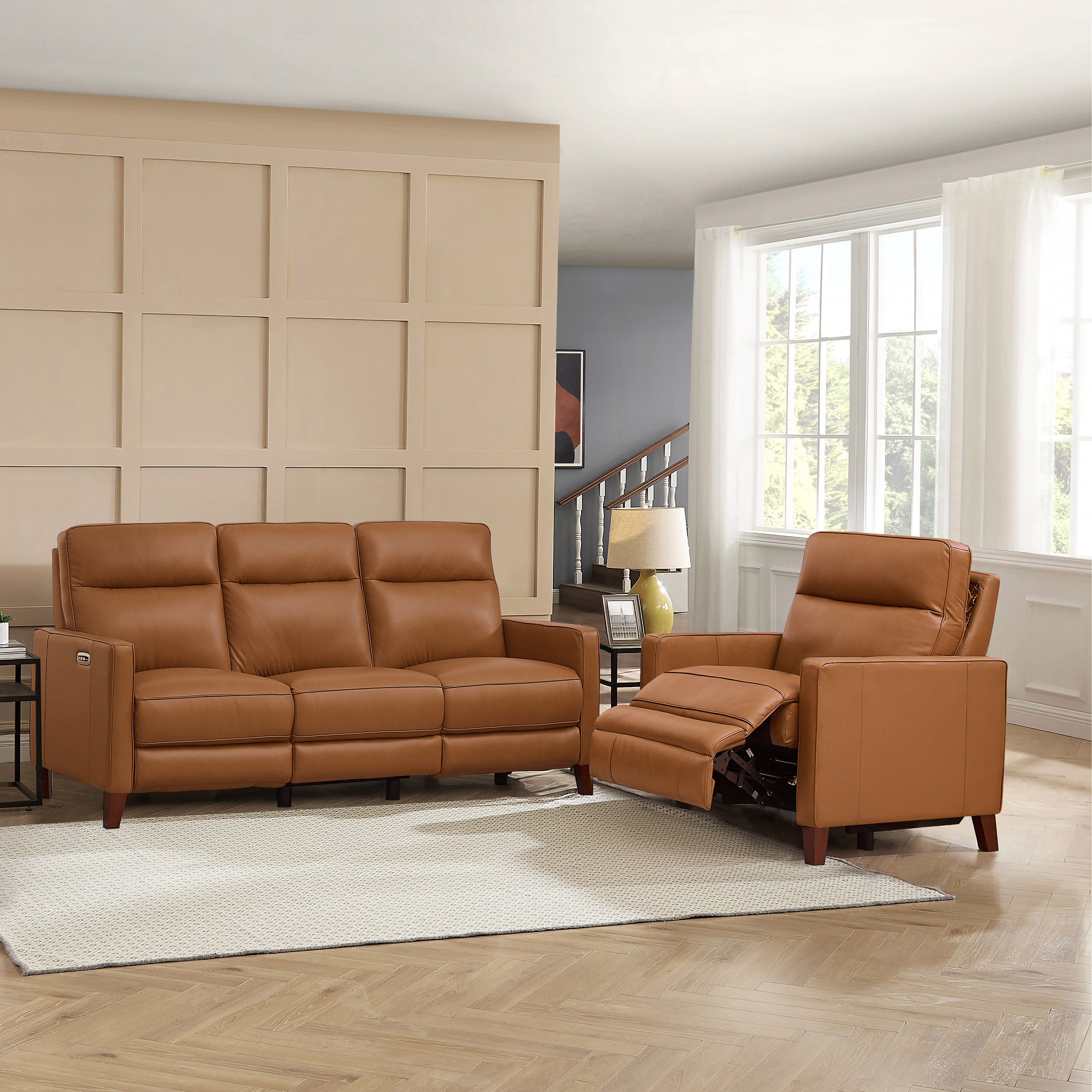 Prospera Home Matthews Top-grain Leather Zero Gravity Power Reclining Sofa and Chair