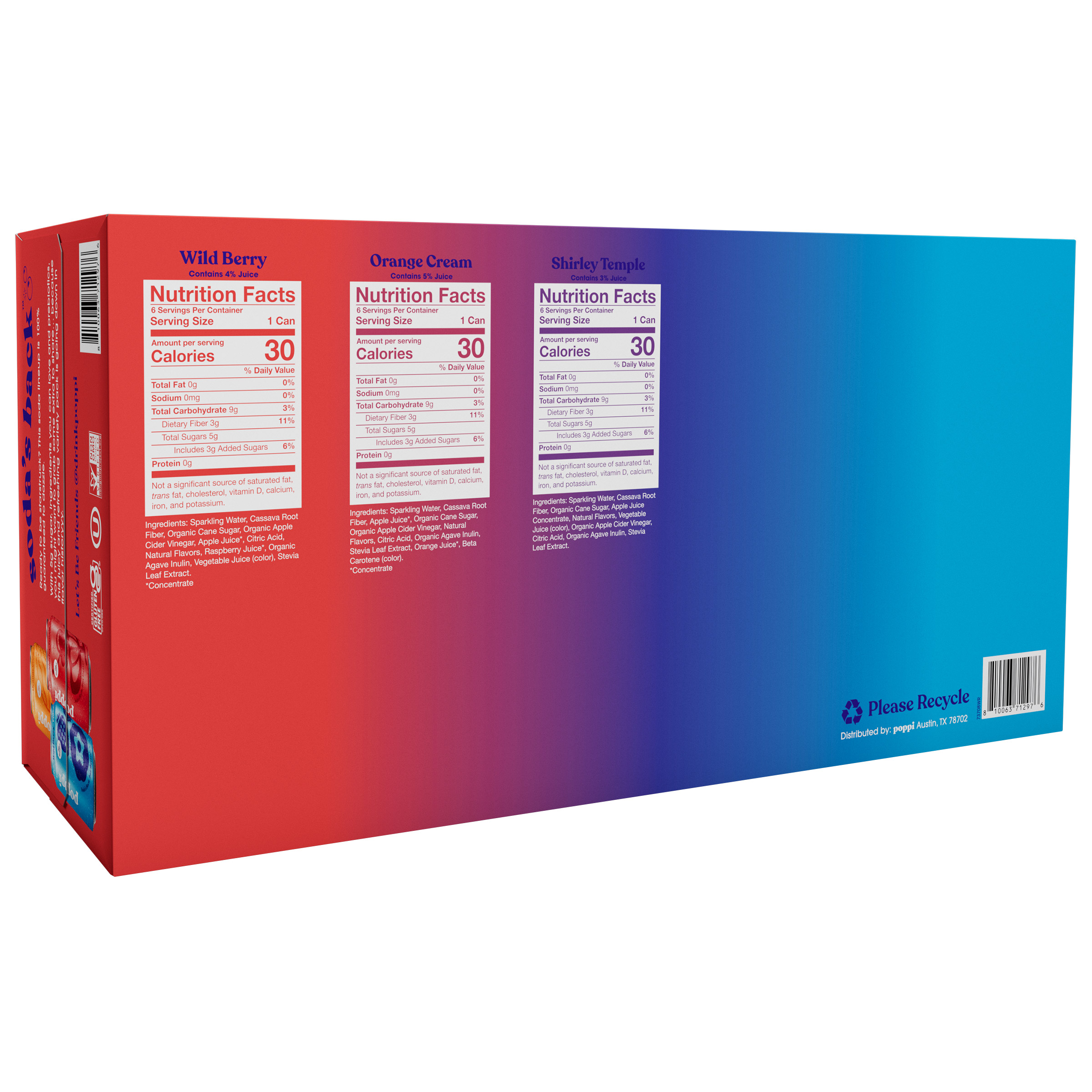 Poppi Soda, Variety Pack, 12 fl oz, 18-count | Costco