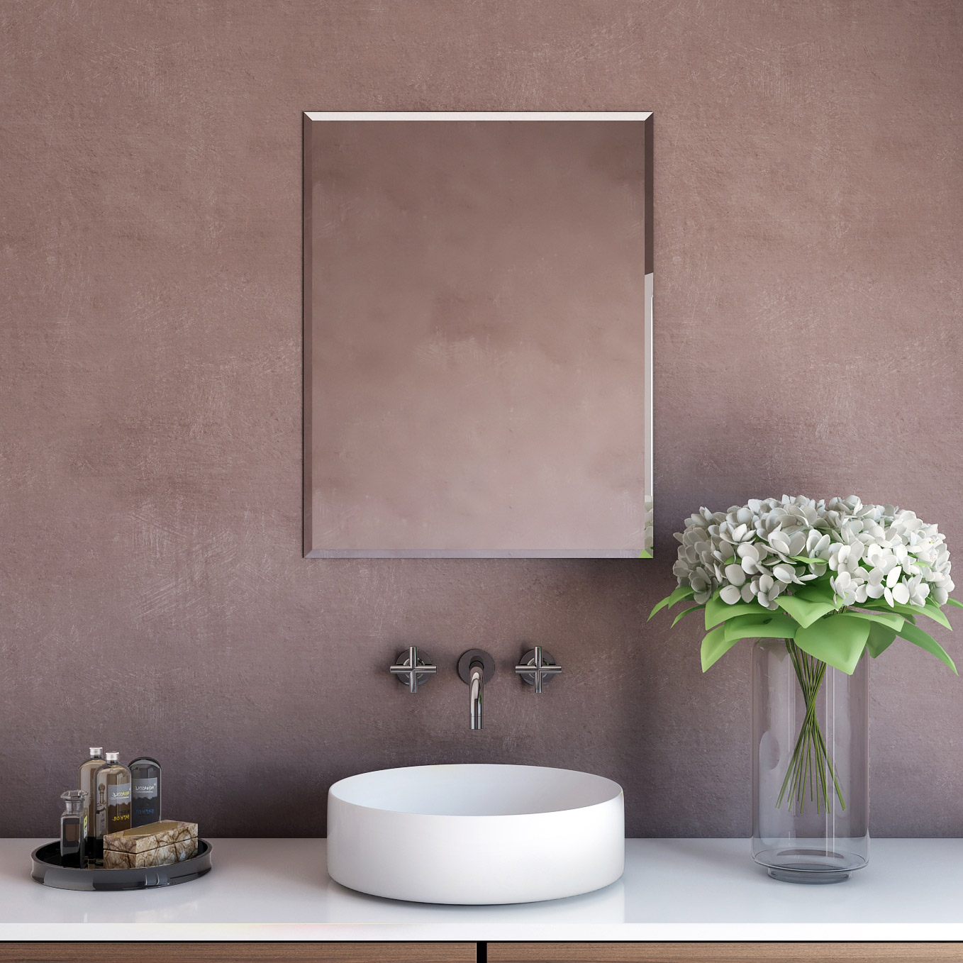 Appollo Kaden Modern 55.8 cm x 71 cm (22 in. x 28 in.) Rectangular Frameless Beveled Mirror