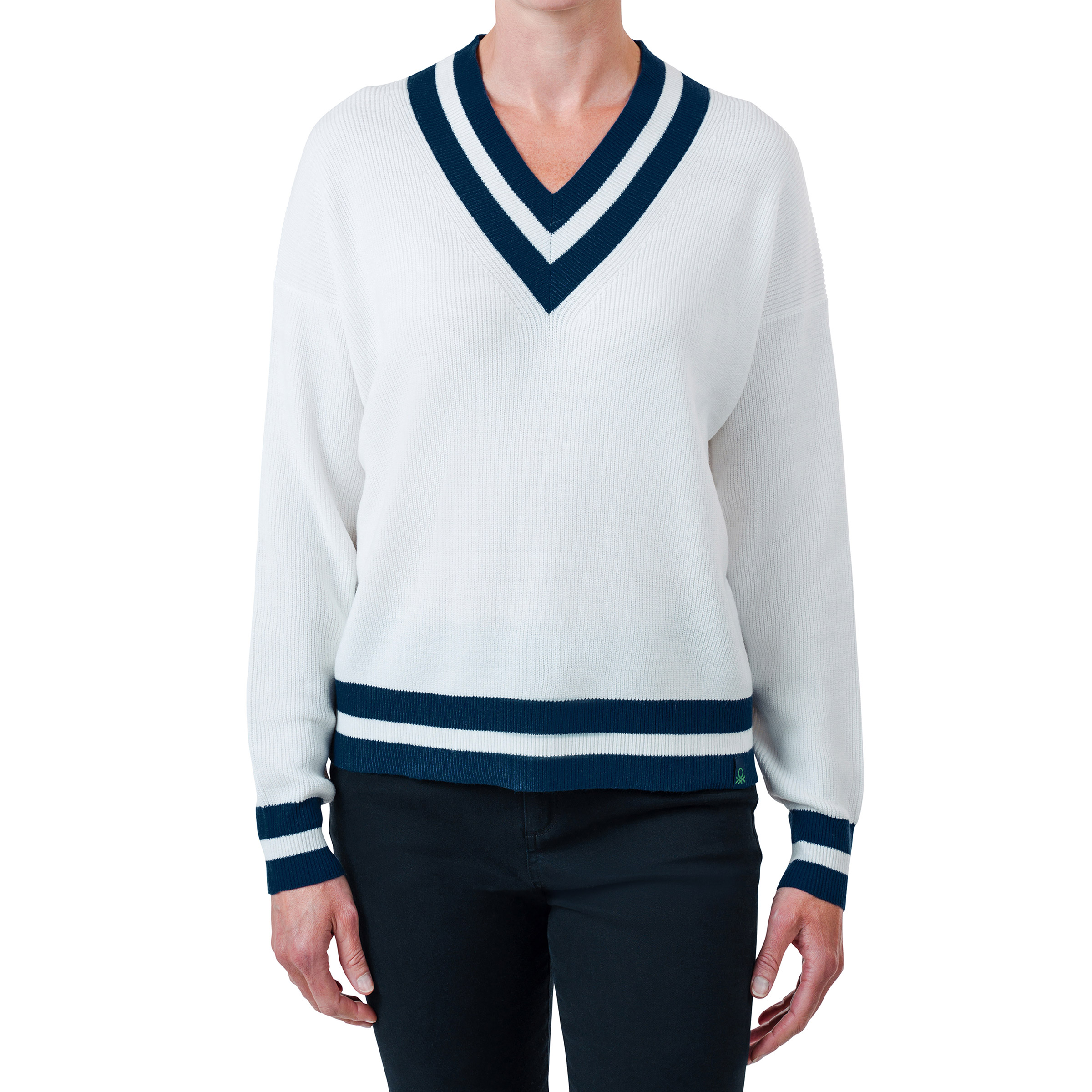 United Colors of Benetton Women’s Contrasting V-neck Sweater