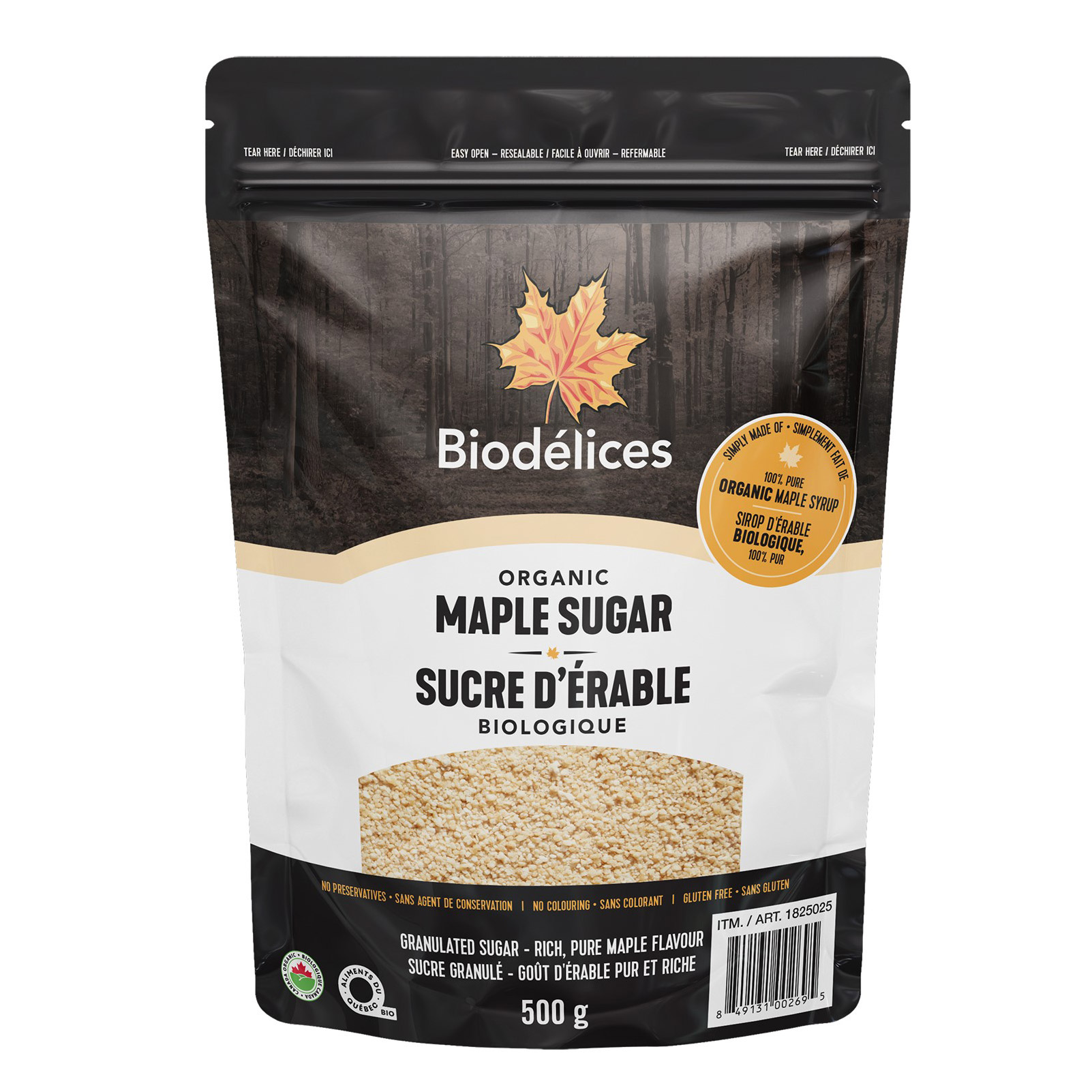 Biodélices Organic Granulated Maple Sugar, 500 g