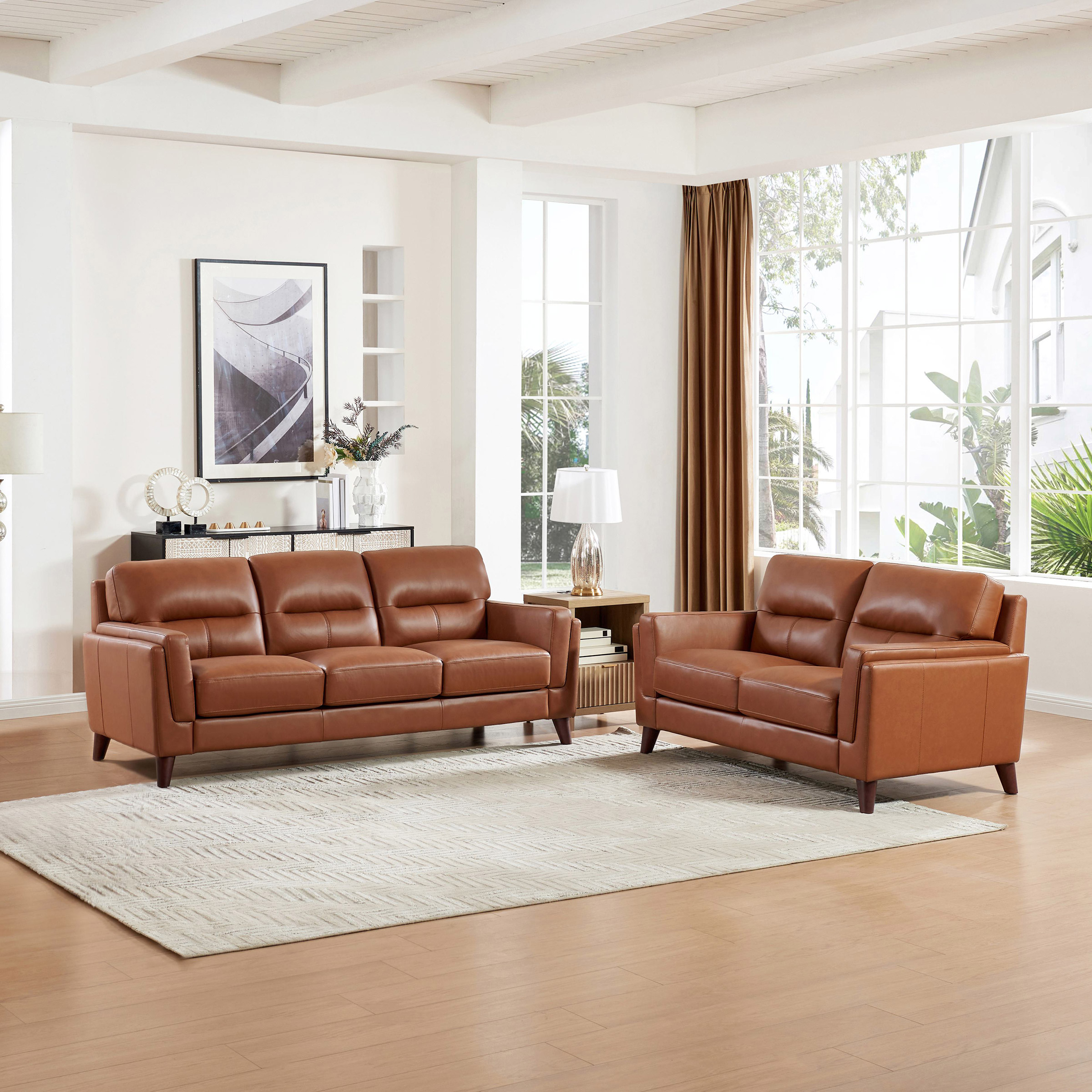 Prospera Home Tampa Top Grain Leather Sofa and Loveseat
