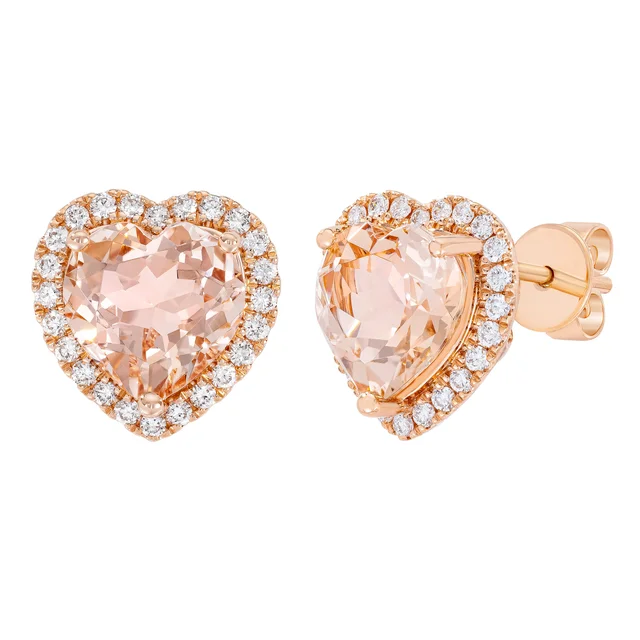 Morganite and Diamond 14kt Rose Gold Earrings
