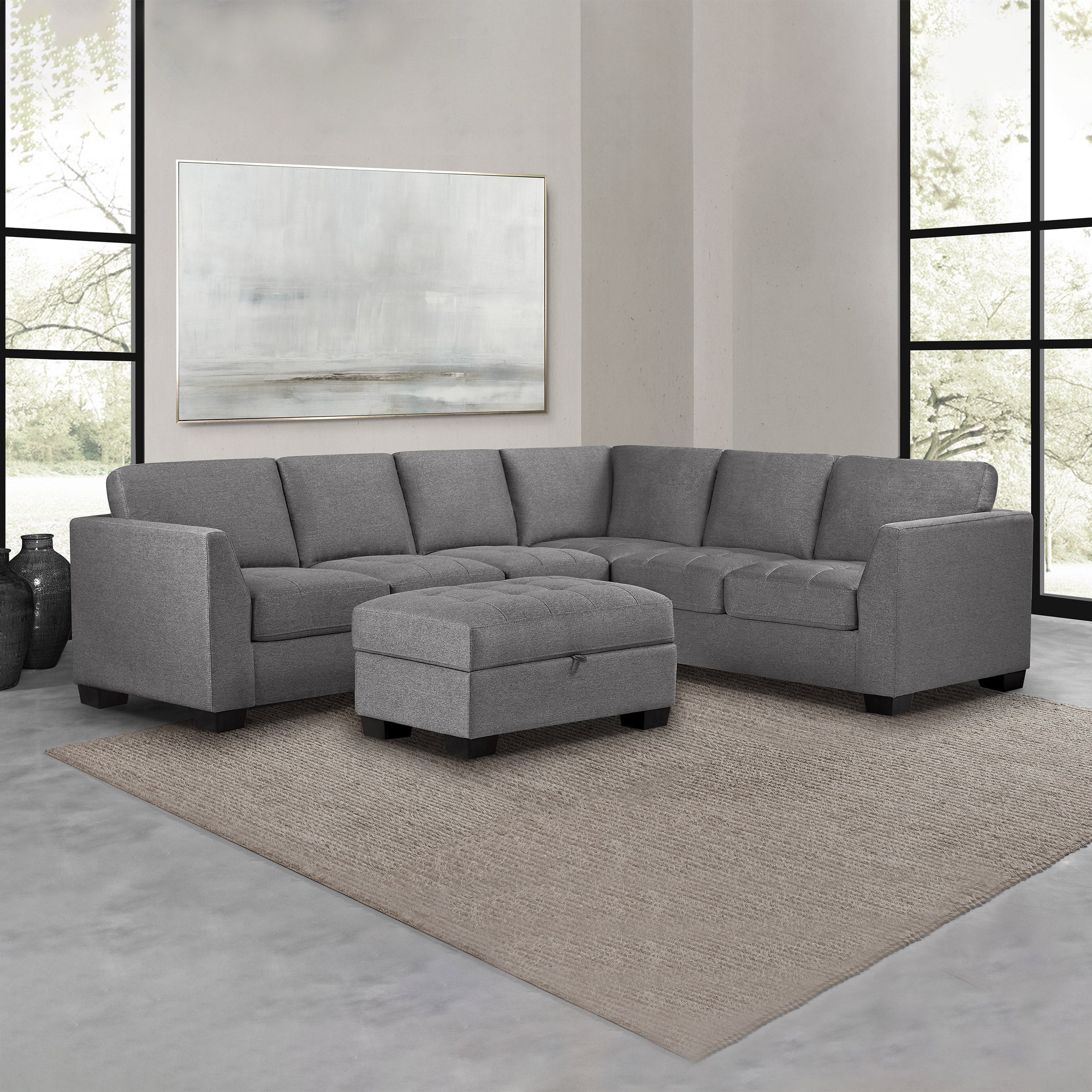Thomasville Yvette Fabric Sectional with Storage Ottoman | Costco
