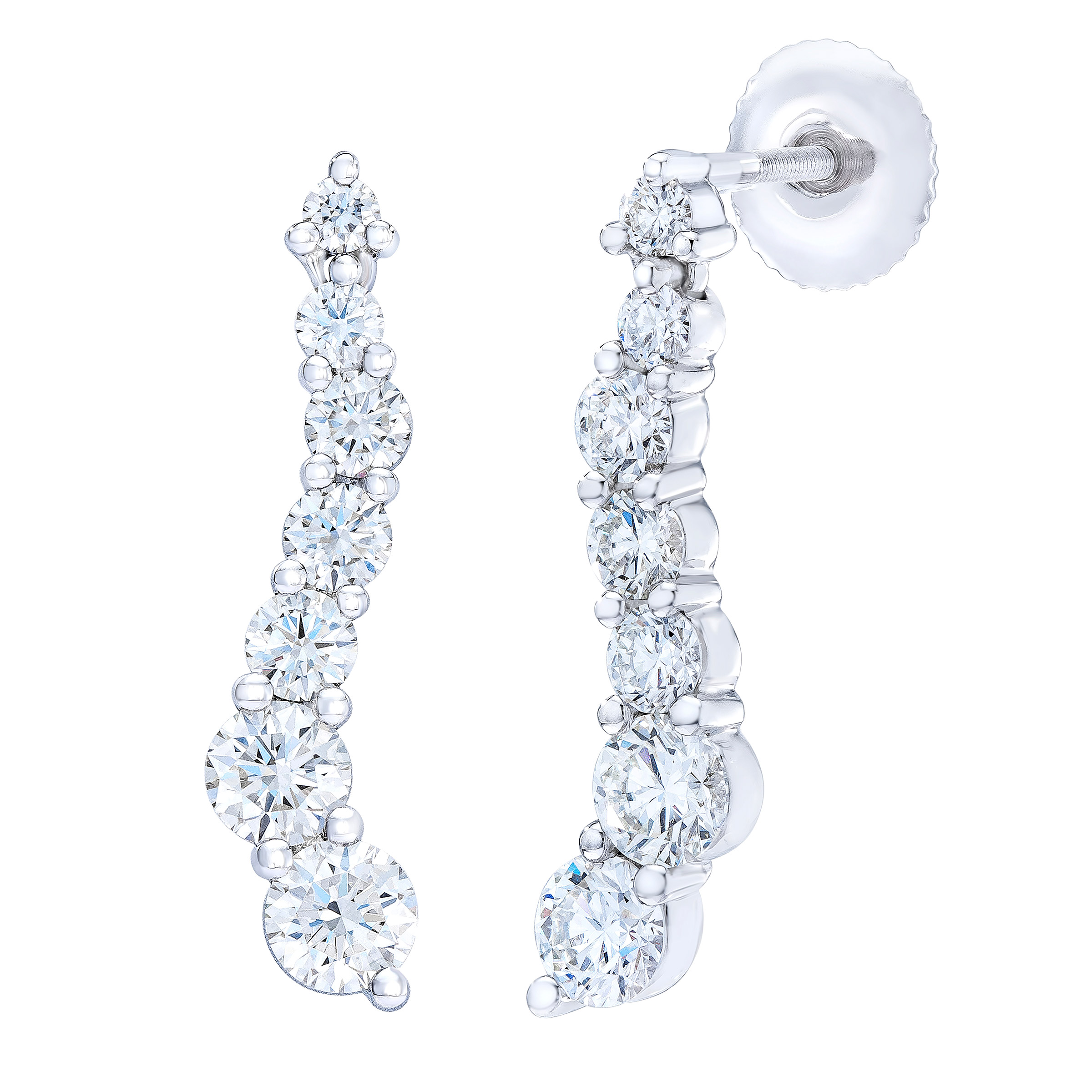 Round Brilliant Diamond Curved Dangle Earrings (1.50 ctw)